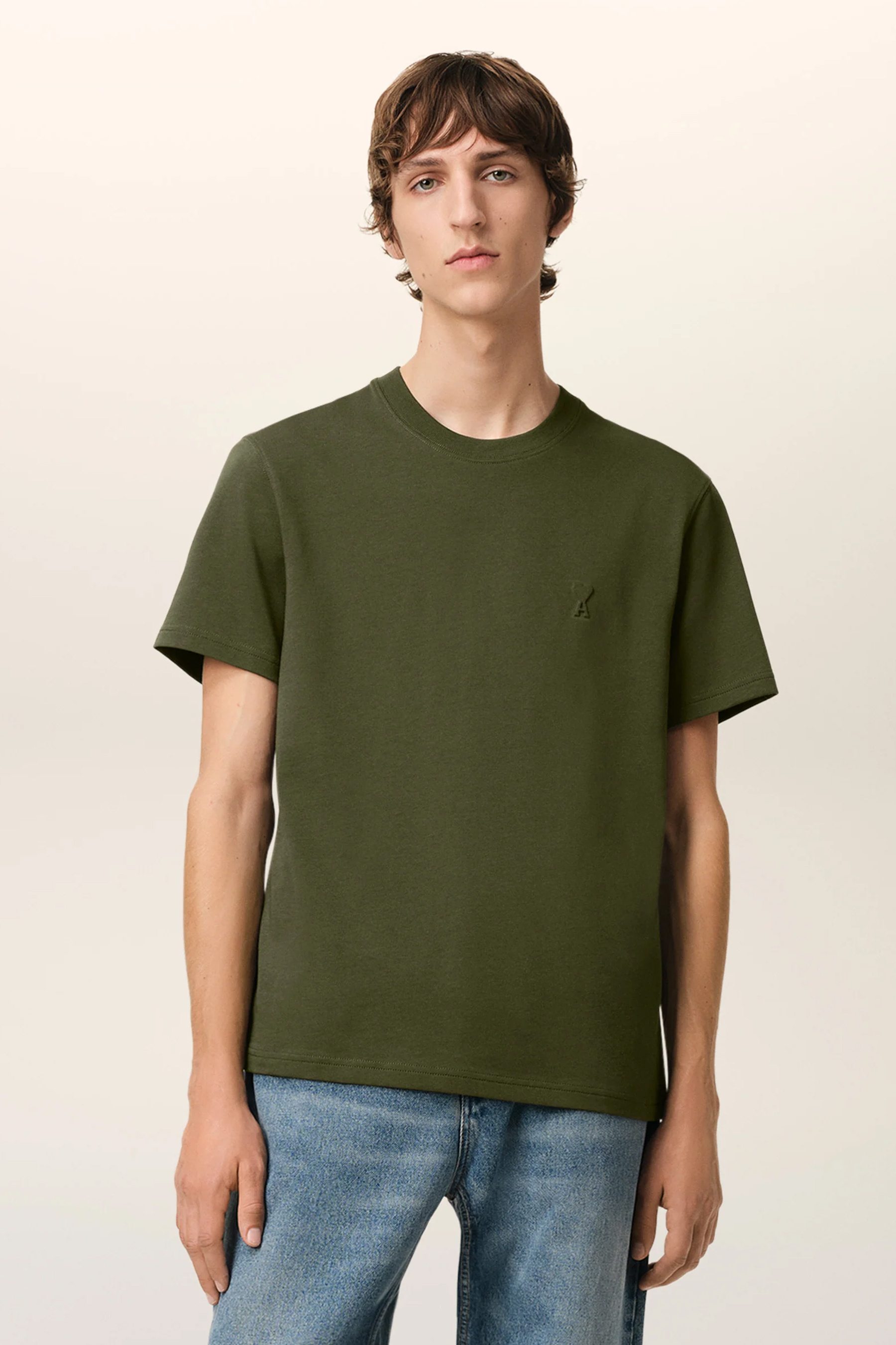 AMI PARIS Embossed Organic Cotton Jersey T-Shirt