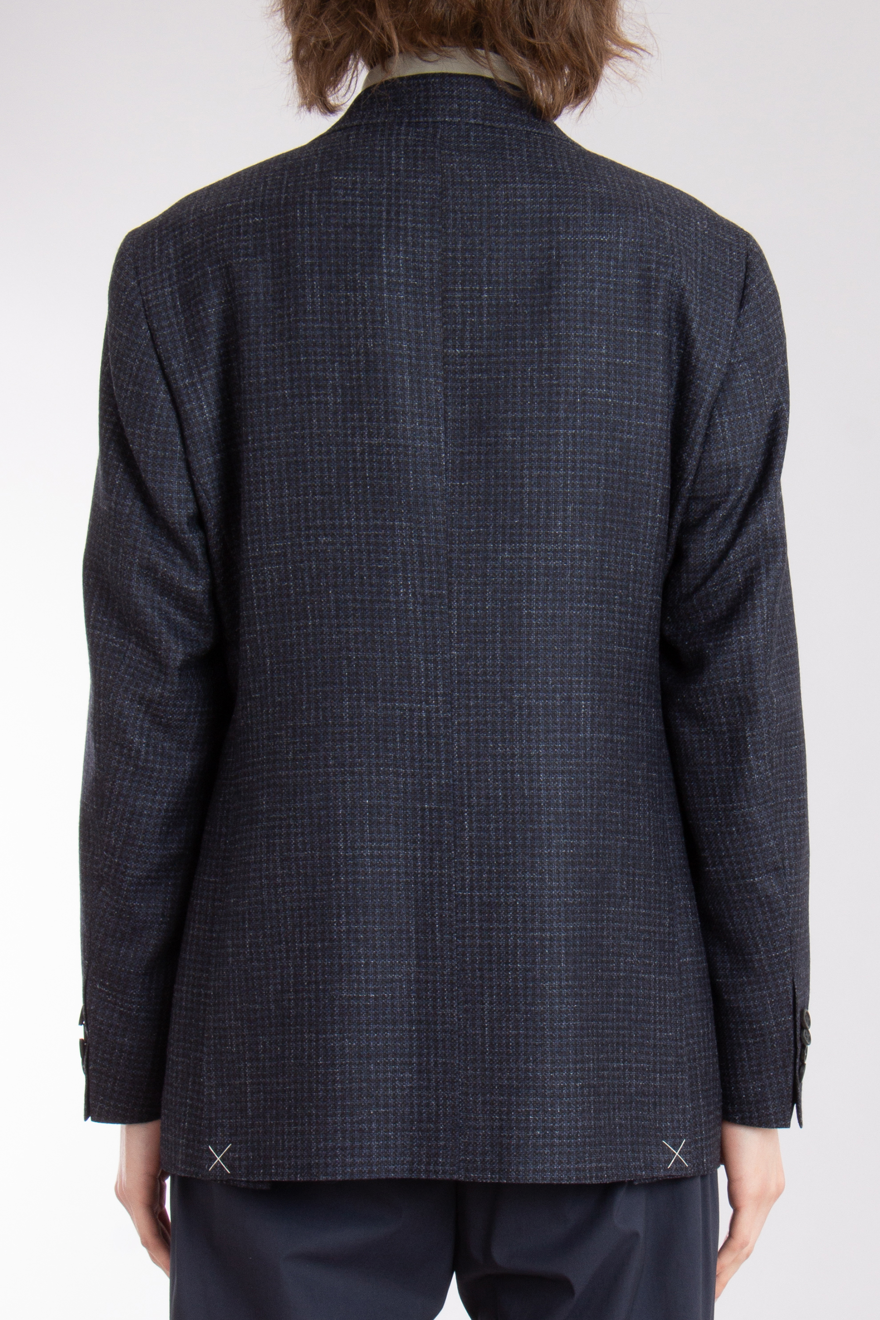 CANALI Modern Fit Checked Wool-Silk-Linen Blend Jacket Kei