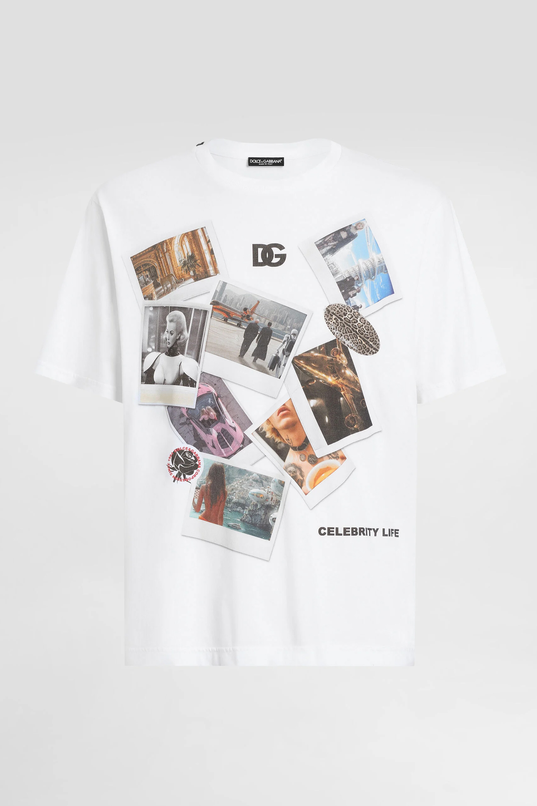 DOLCE & GABBANA Regular Fit Postcard Print Cotton Jersey T-Shirt