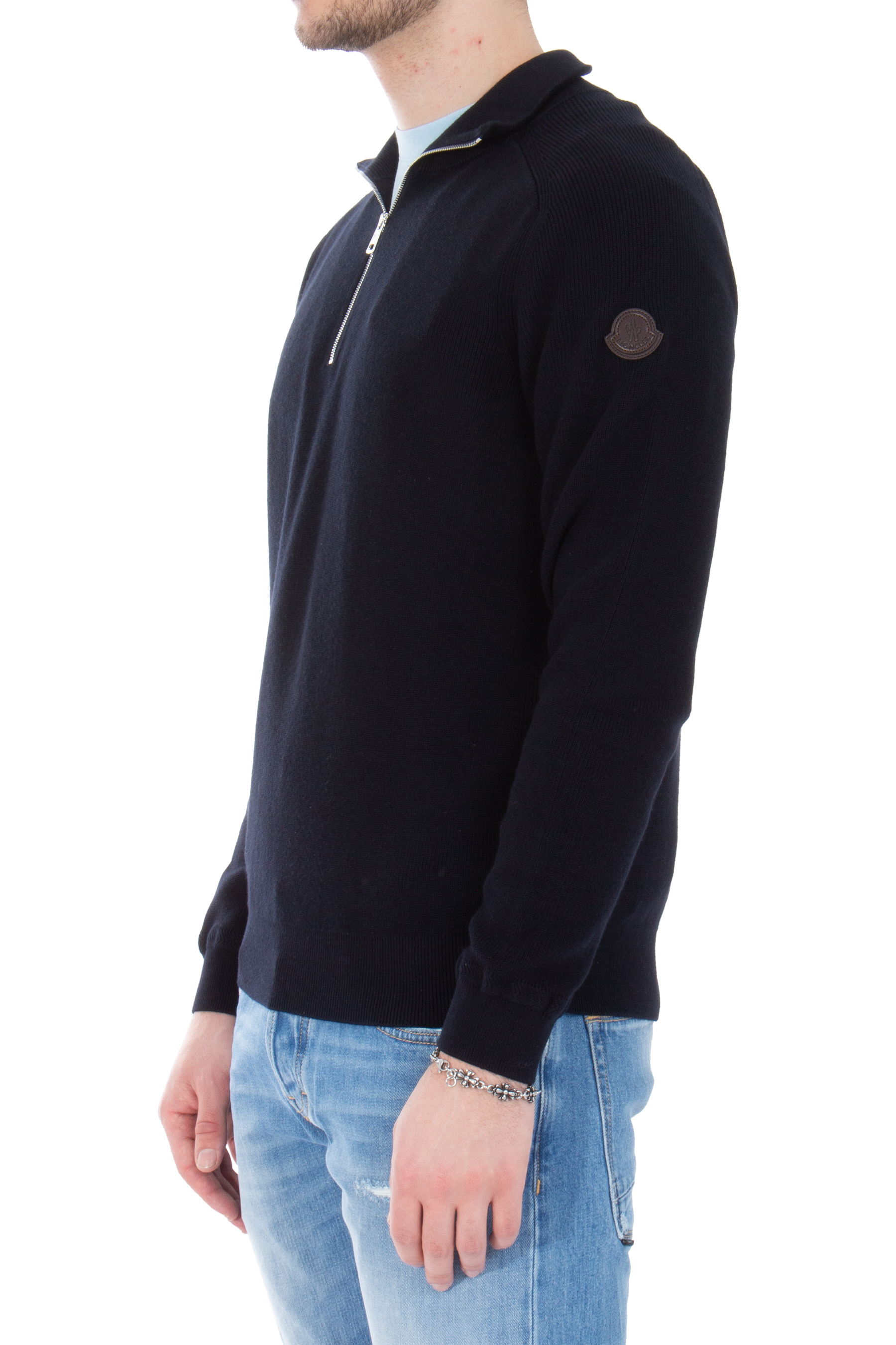 MONCLER Cotton & Cashmere Half Zip Sweater