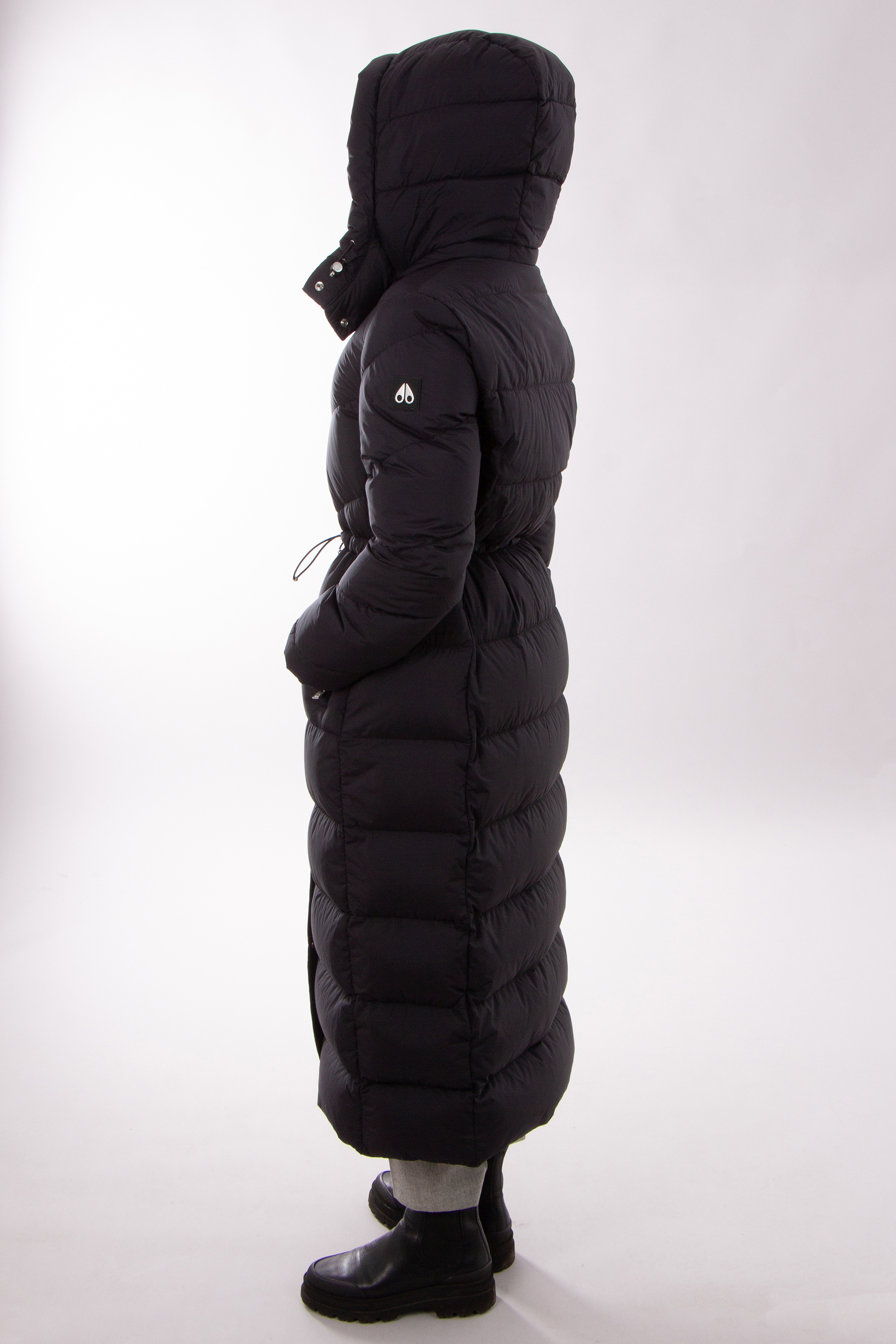 MOOSE KNUCKLES Hooded Nylon Belle Cote Long Puffer Coat