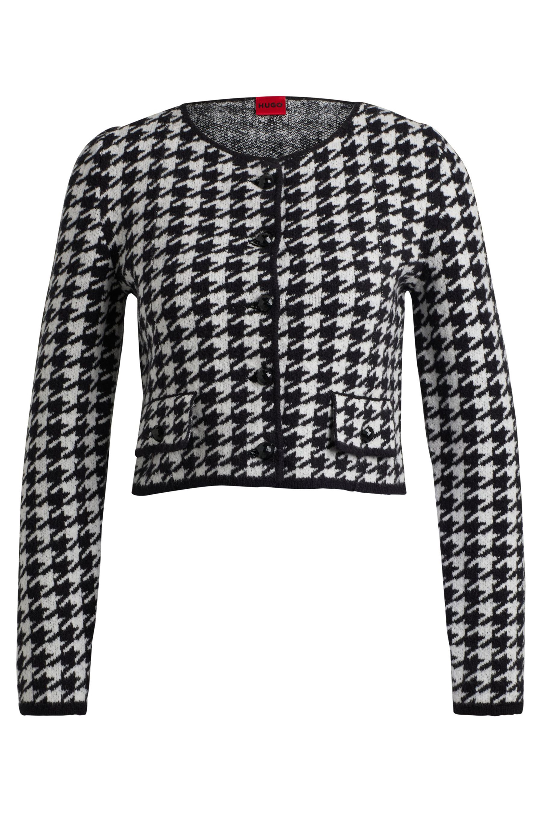 HUGO Houndstooth Organic Cotton Blend Cardigan Sorper