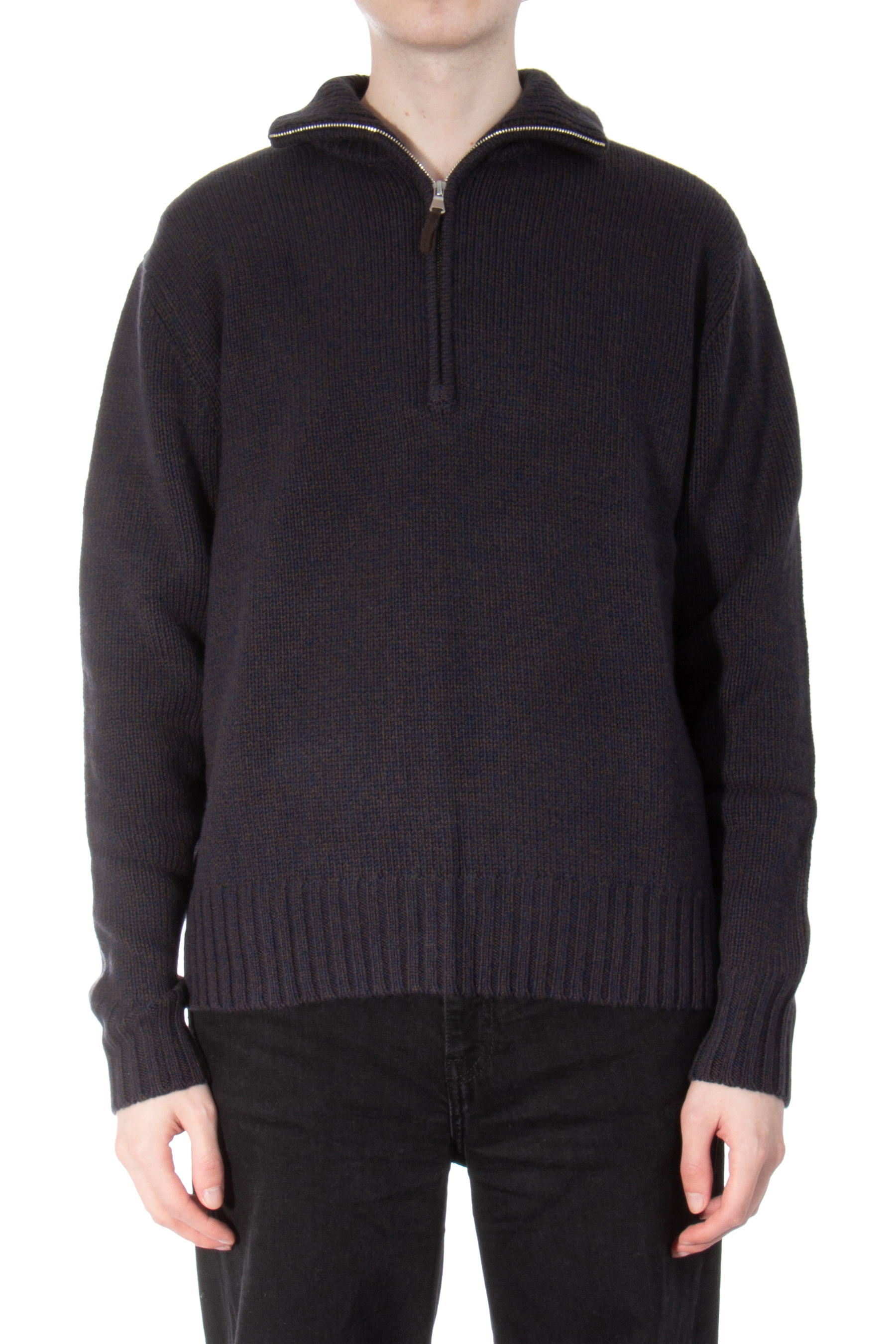 ALLUDE Virgin Wool-Cashmere Blend Half Zip Sweater