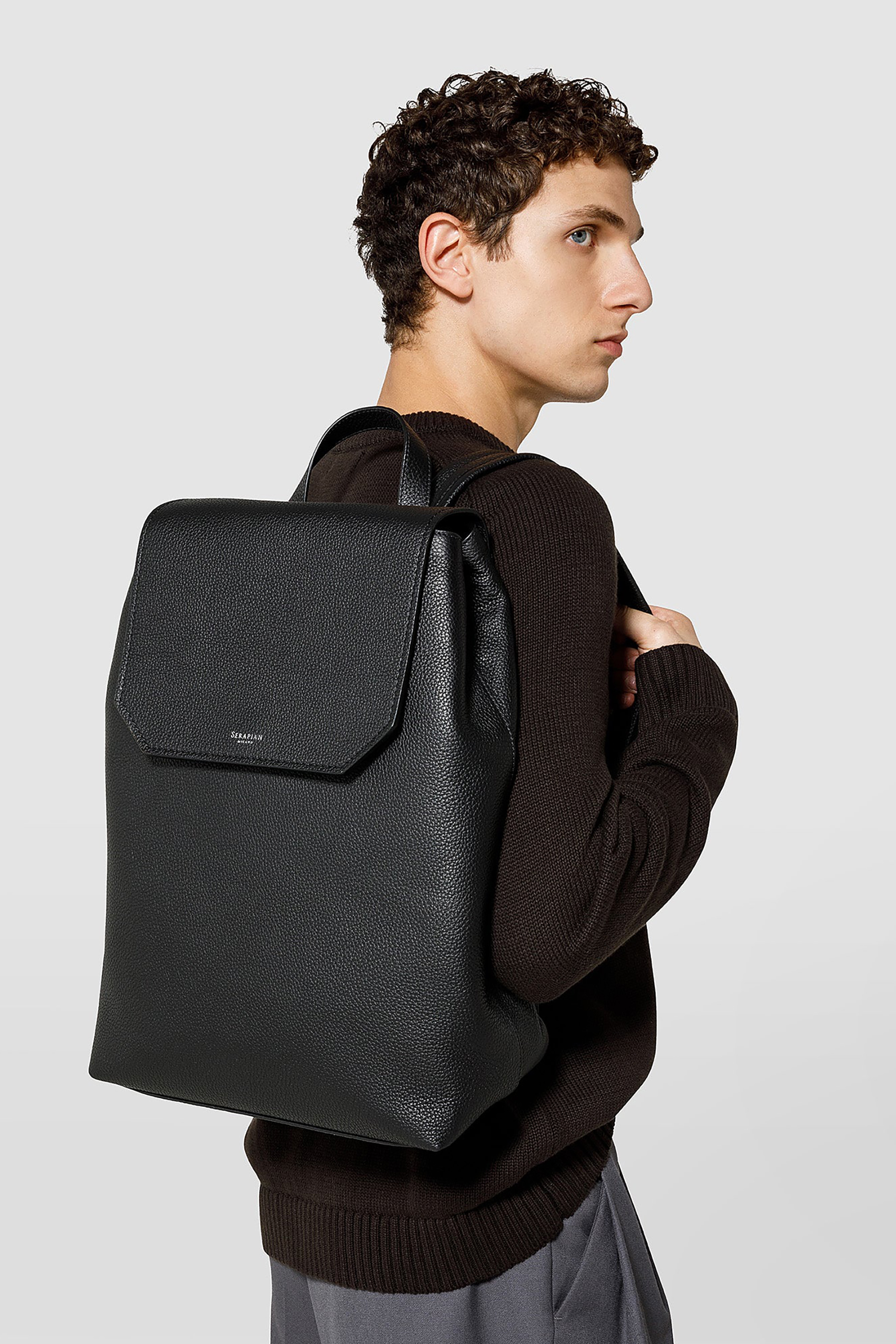 SERAPIAN Cashmere Leather Day Backpack