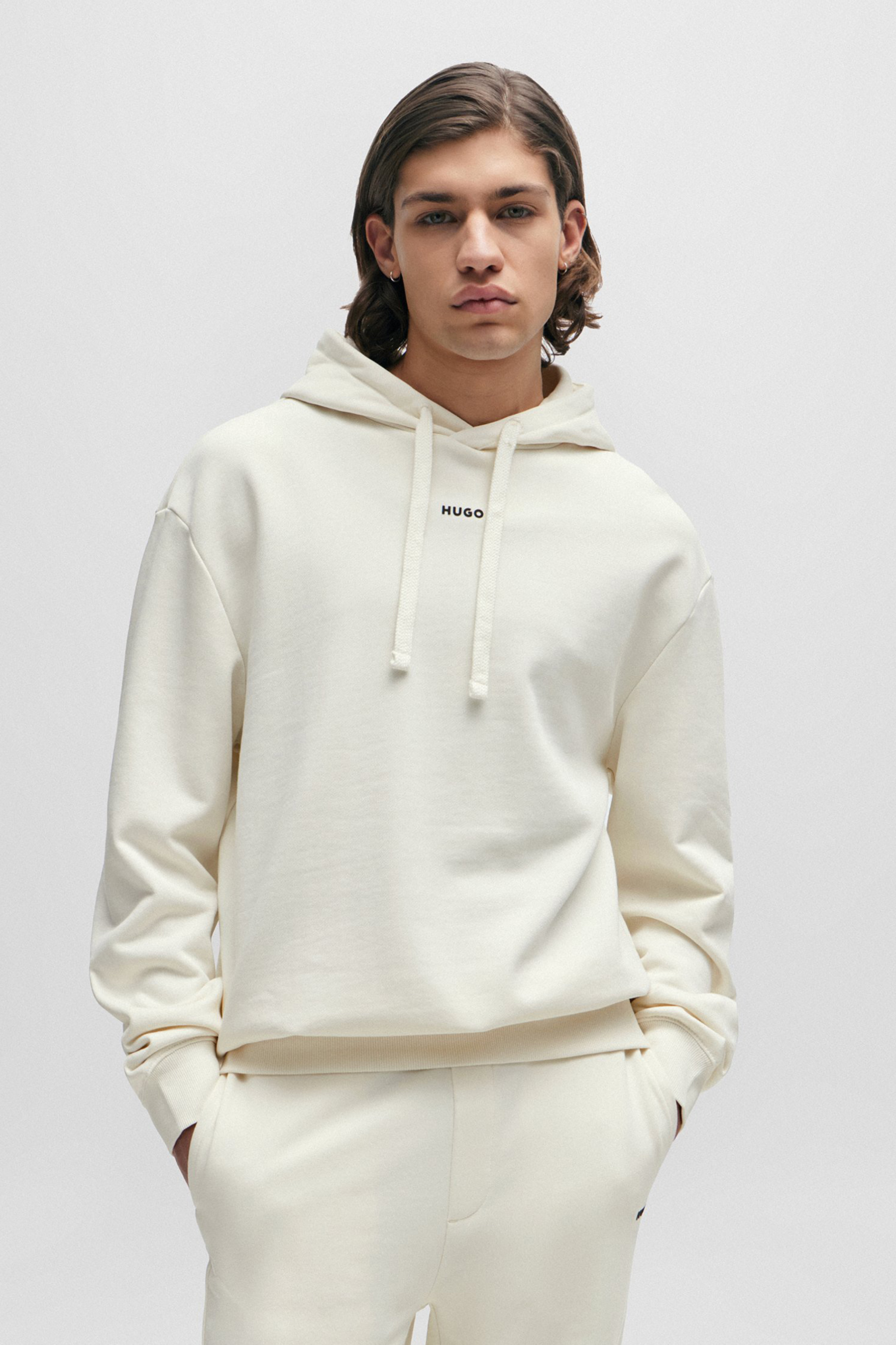 HUGO Relaxed Fit Printed Cotton Terry Hoodie Dapo