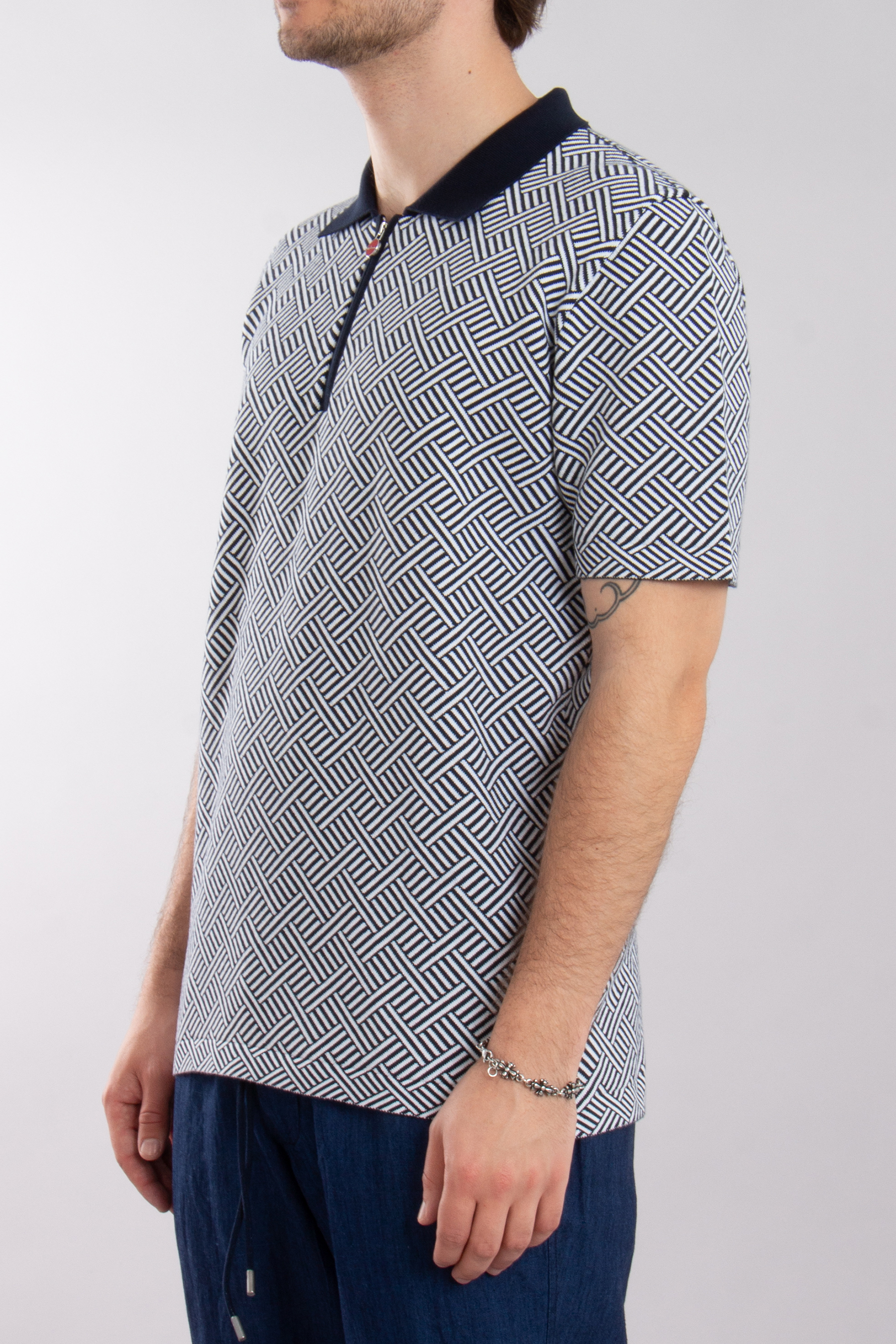 KITON Patterned Cotton Knit Polo