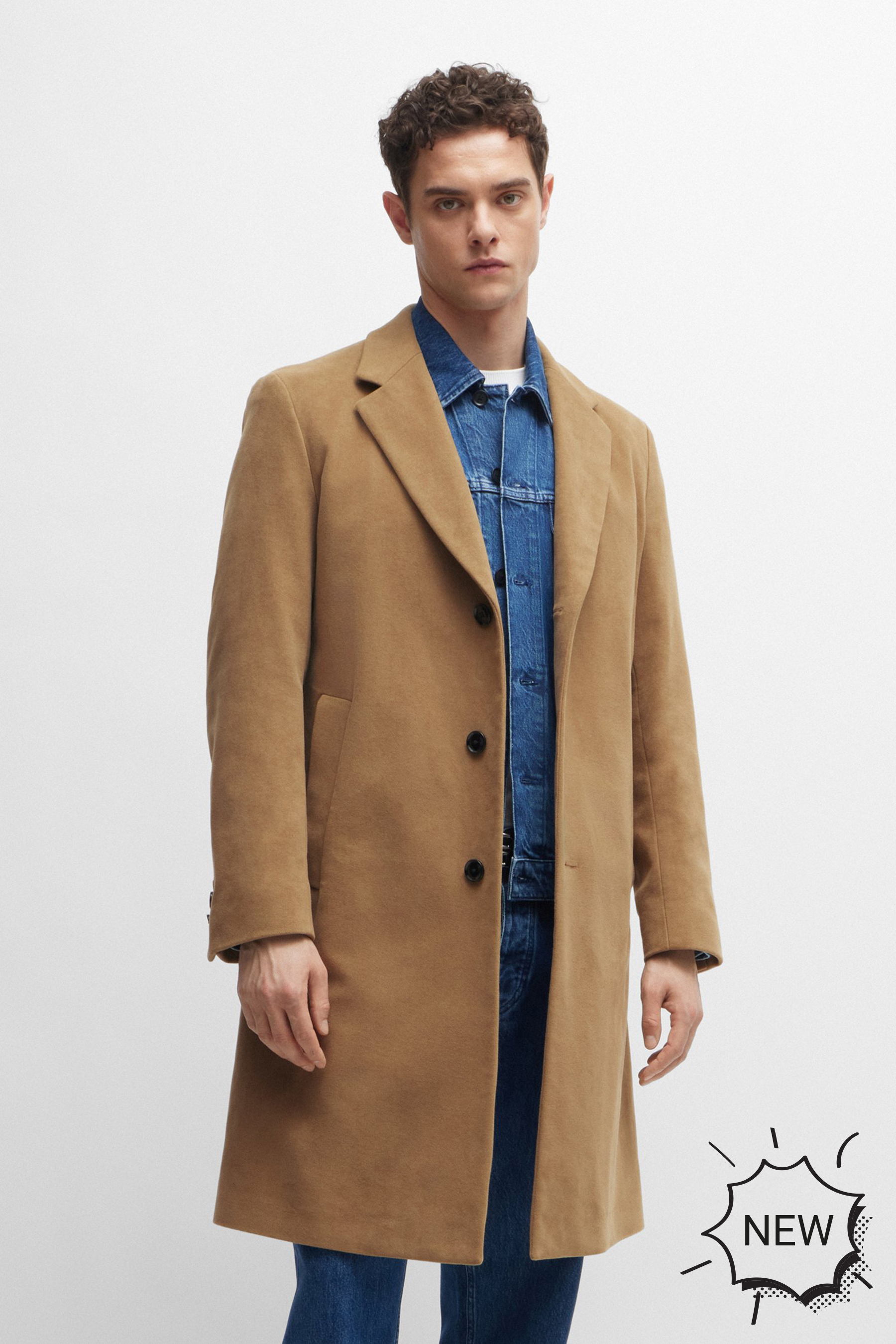 BOSS Cotton Blend Moleskin Coat C Jared CJARED50521608282