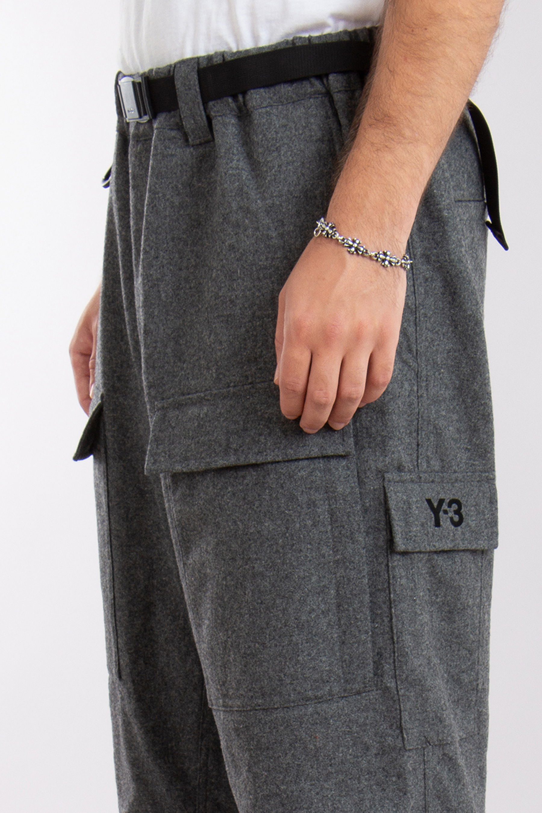 Y-3 Recycled Polyester-Wool Flannel Cargo Pants