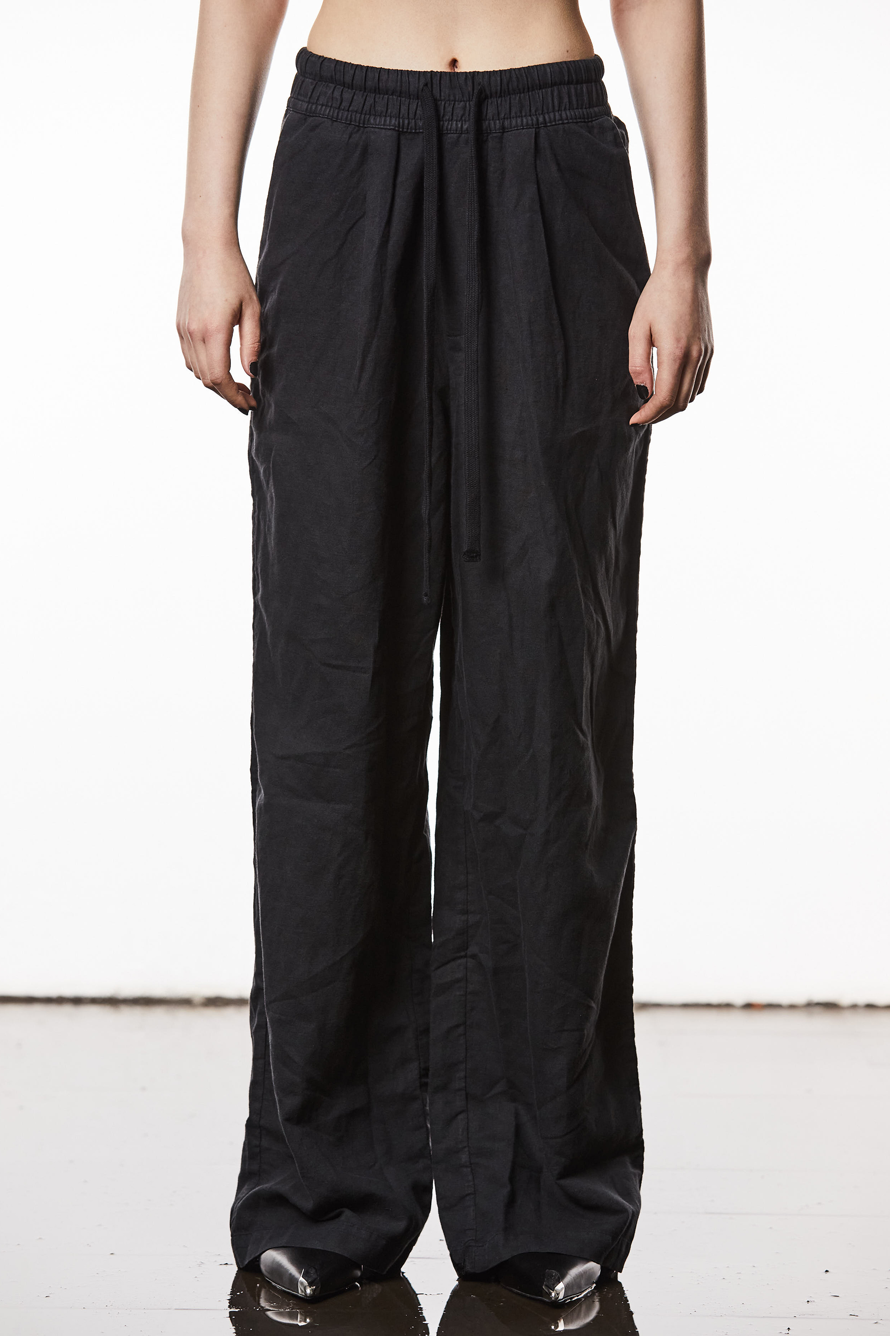 THOM KROM Wide Leg Linen-Cotton Blend Pants