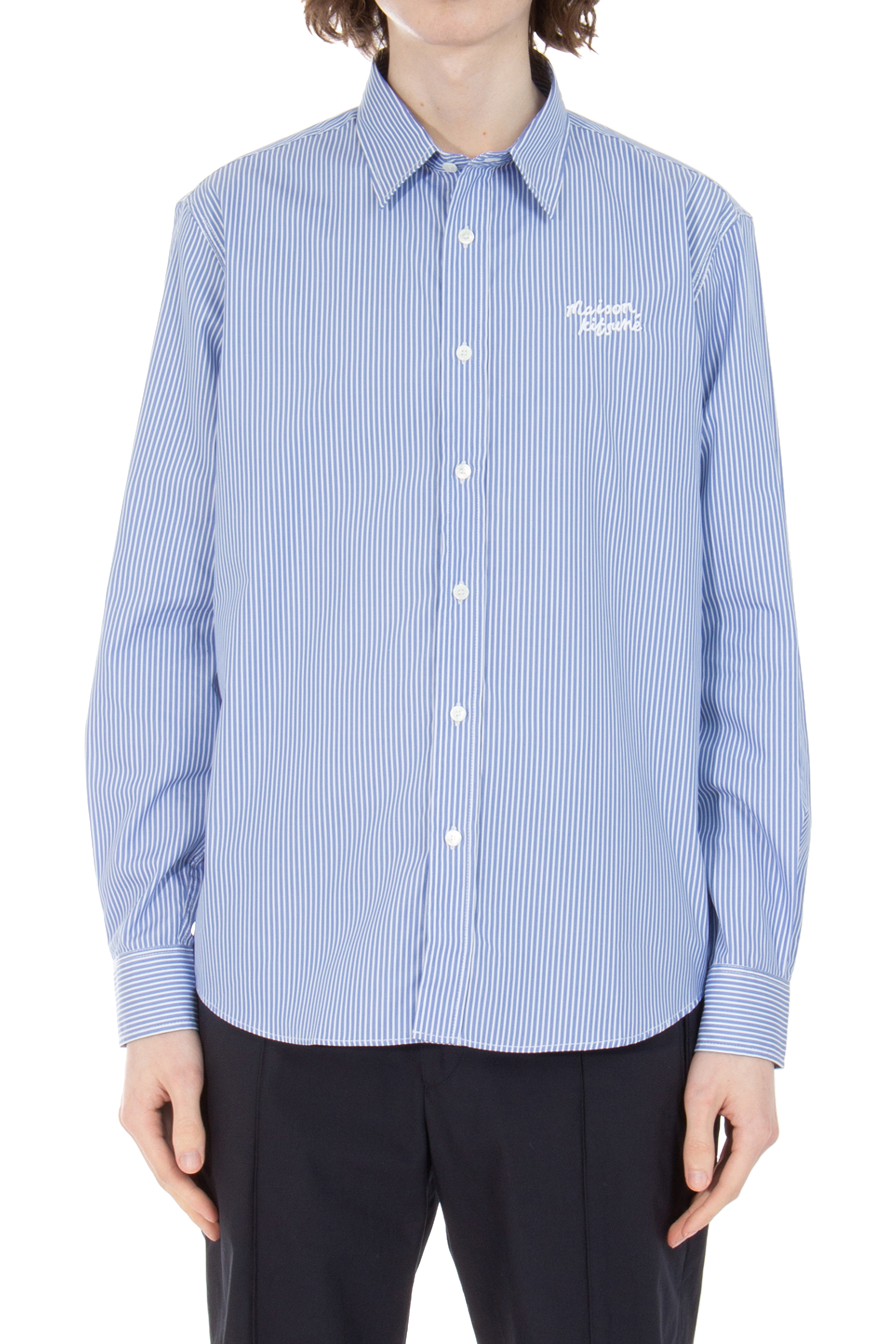 MAISON KITSUNÉ Casual Striped Cotton Shirt