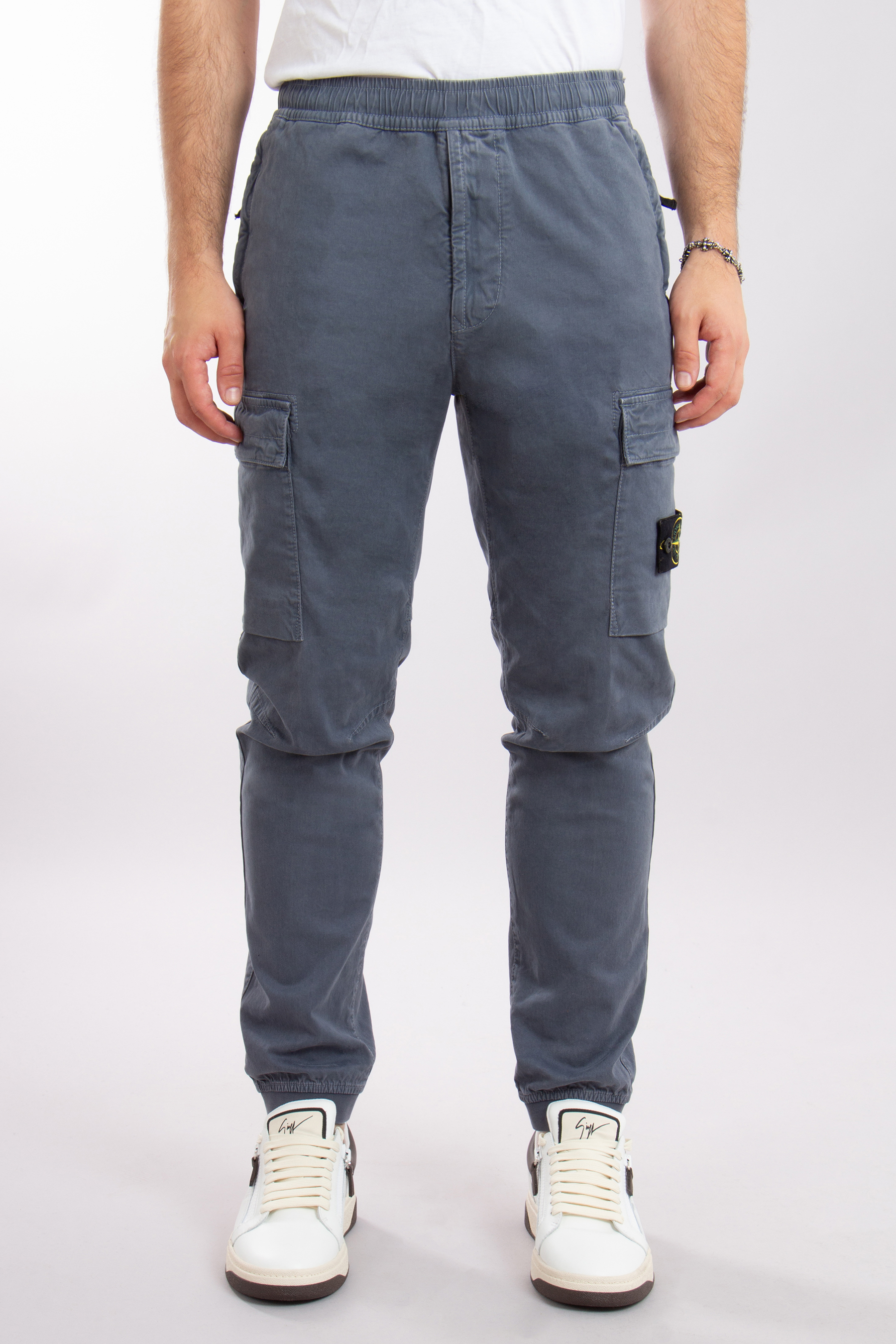 STONE ISLAND 'OLD' Effect Broken Cotton Twill Cargo Pants