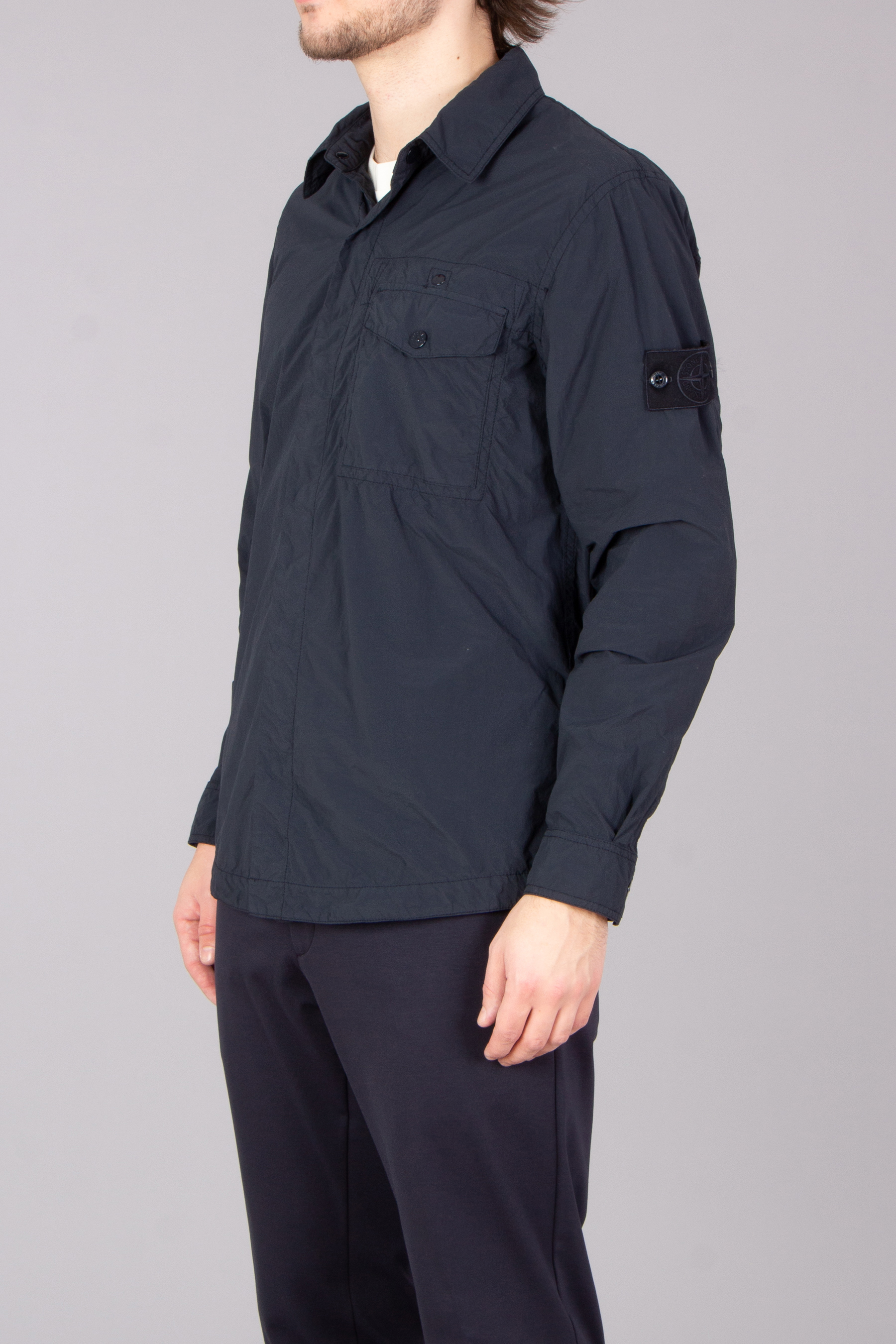 STONE ISLAND Ghost Piece Regular Fit Recycled Nylon Smerigliato Overshirt