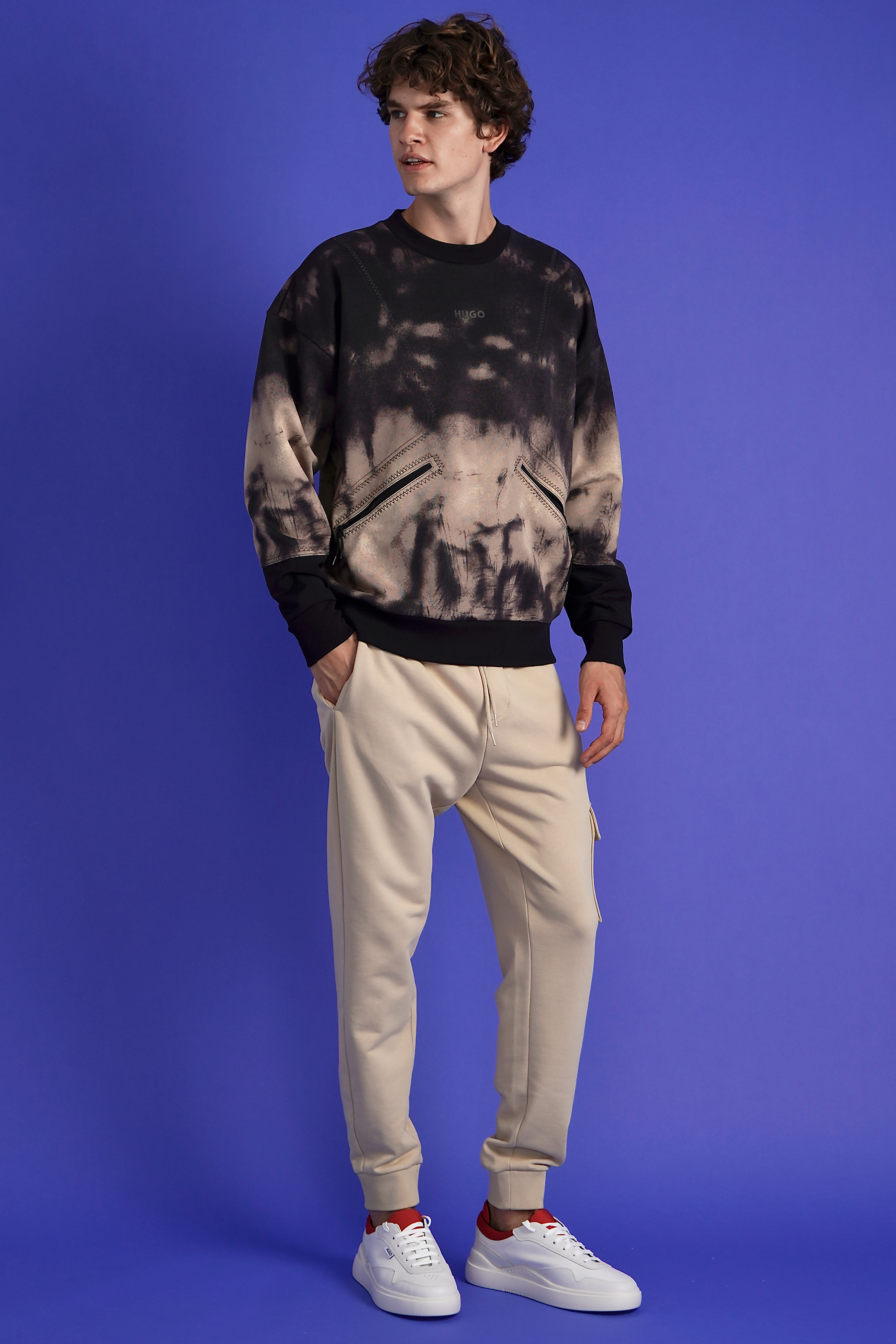 HUGO Printed Cotton Terry Sweatshirt Dautumna