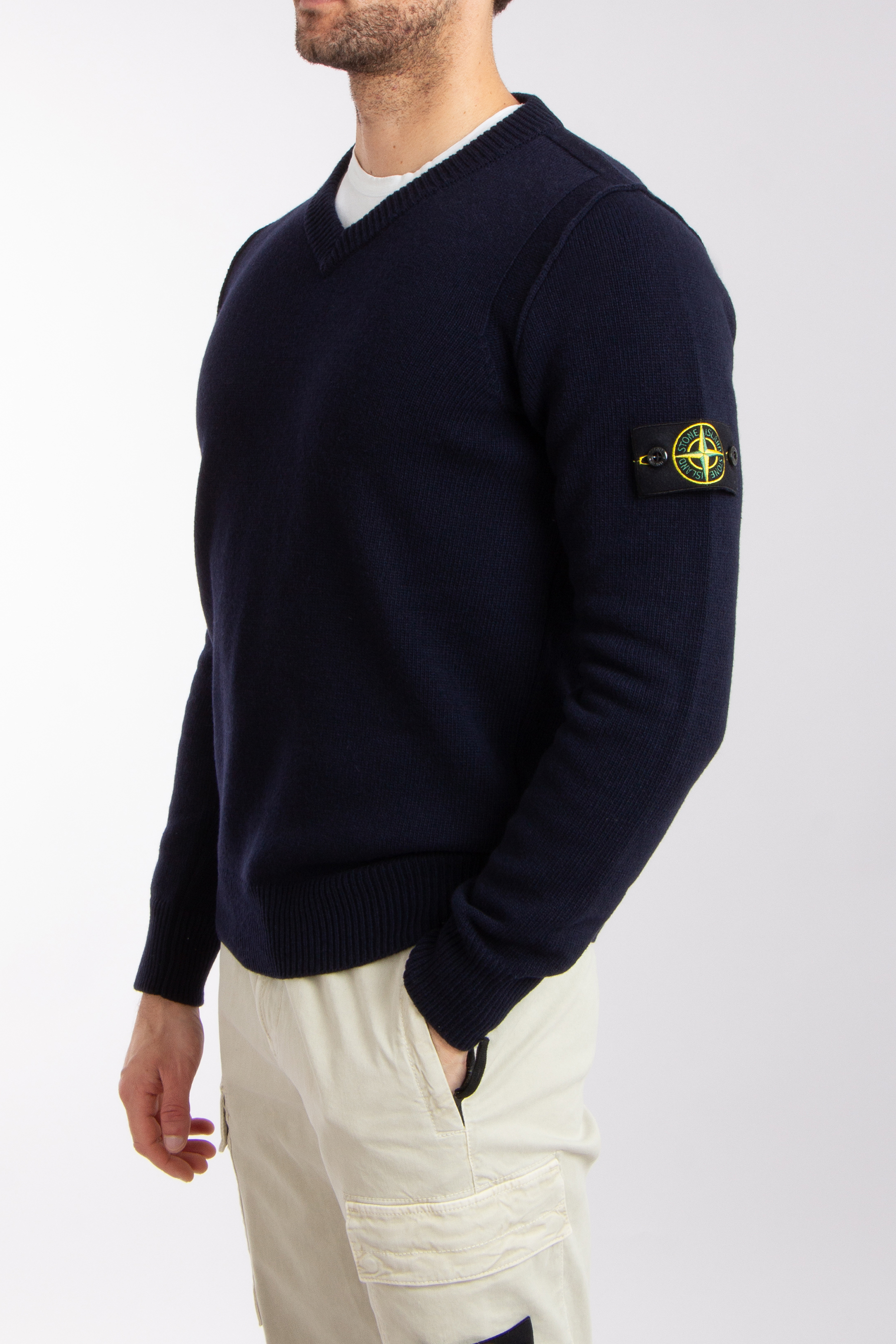 STONE ISLAND V-Neck Wool Blend Sweater