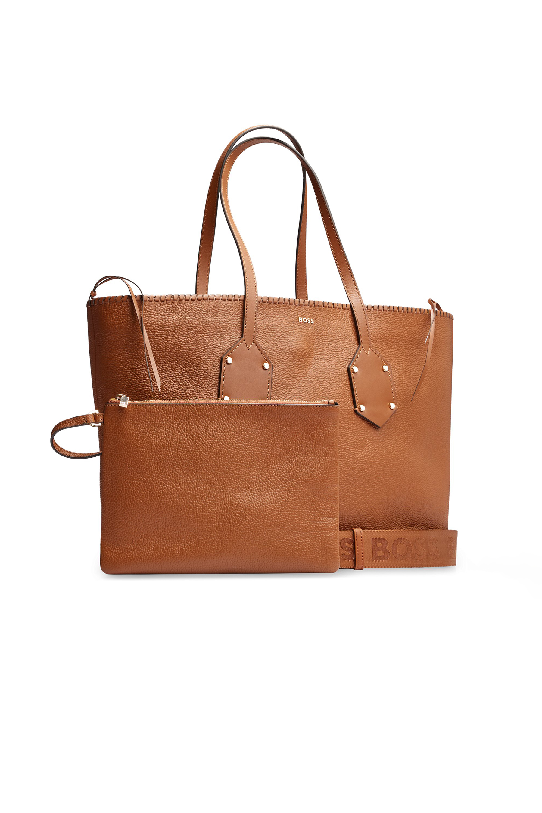 BOSS Grained Leather Shopper Ivy