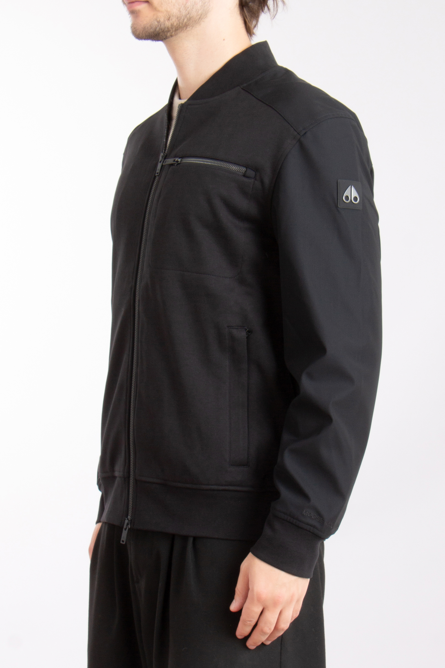 MOOSE KNUCKLES Cotton Jersey & Nylon Stretch Jacket Perido Bomber 