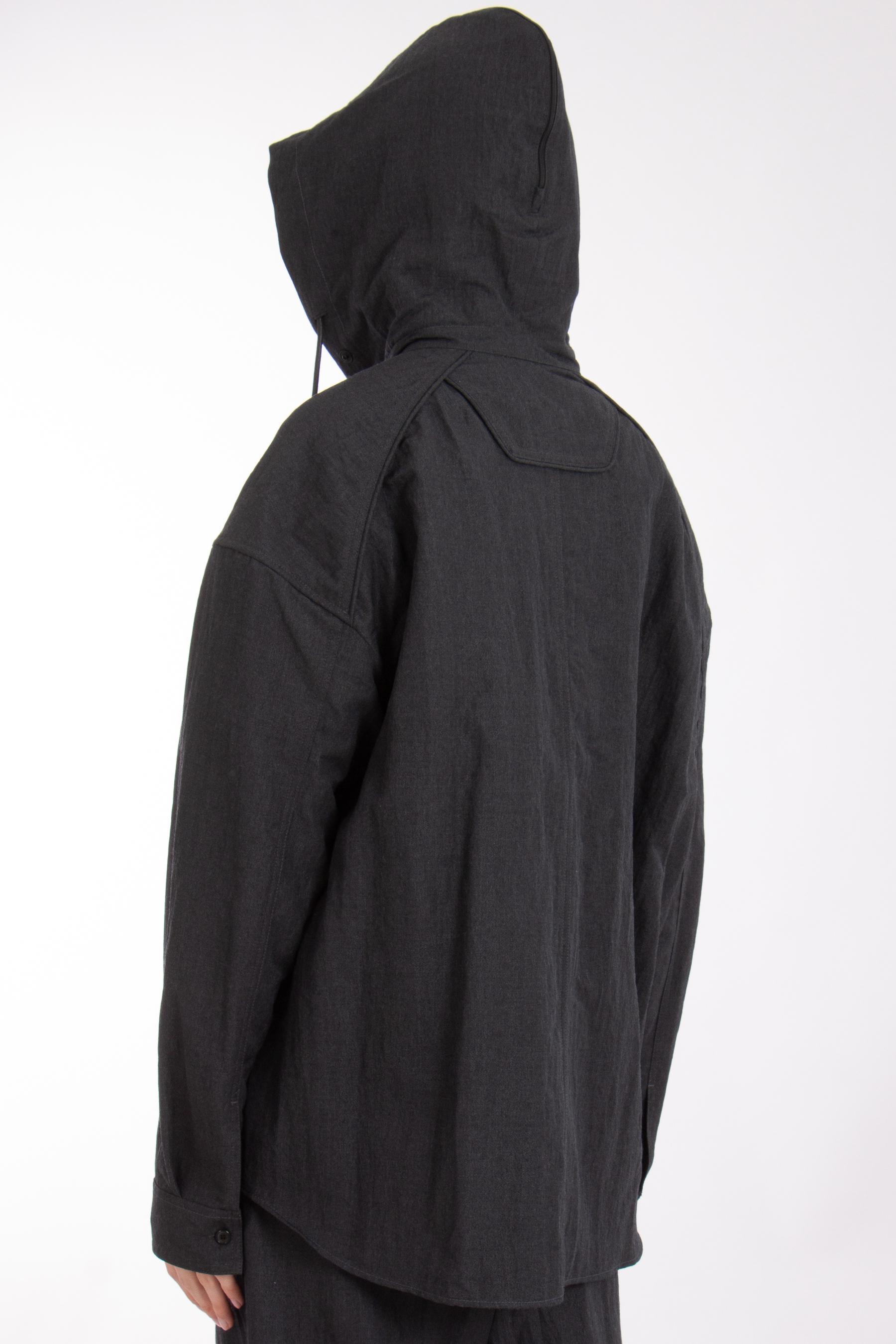 JUUN.J Hooded Wool-Nylon Blend Overshirt