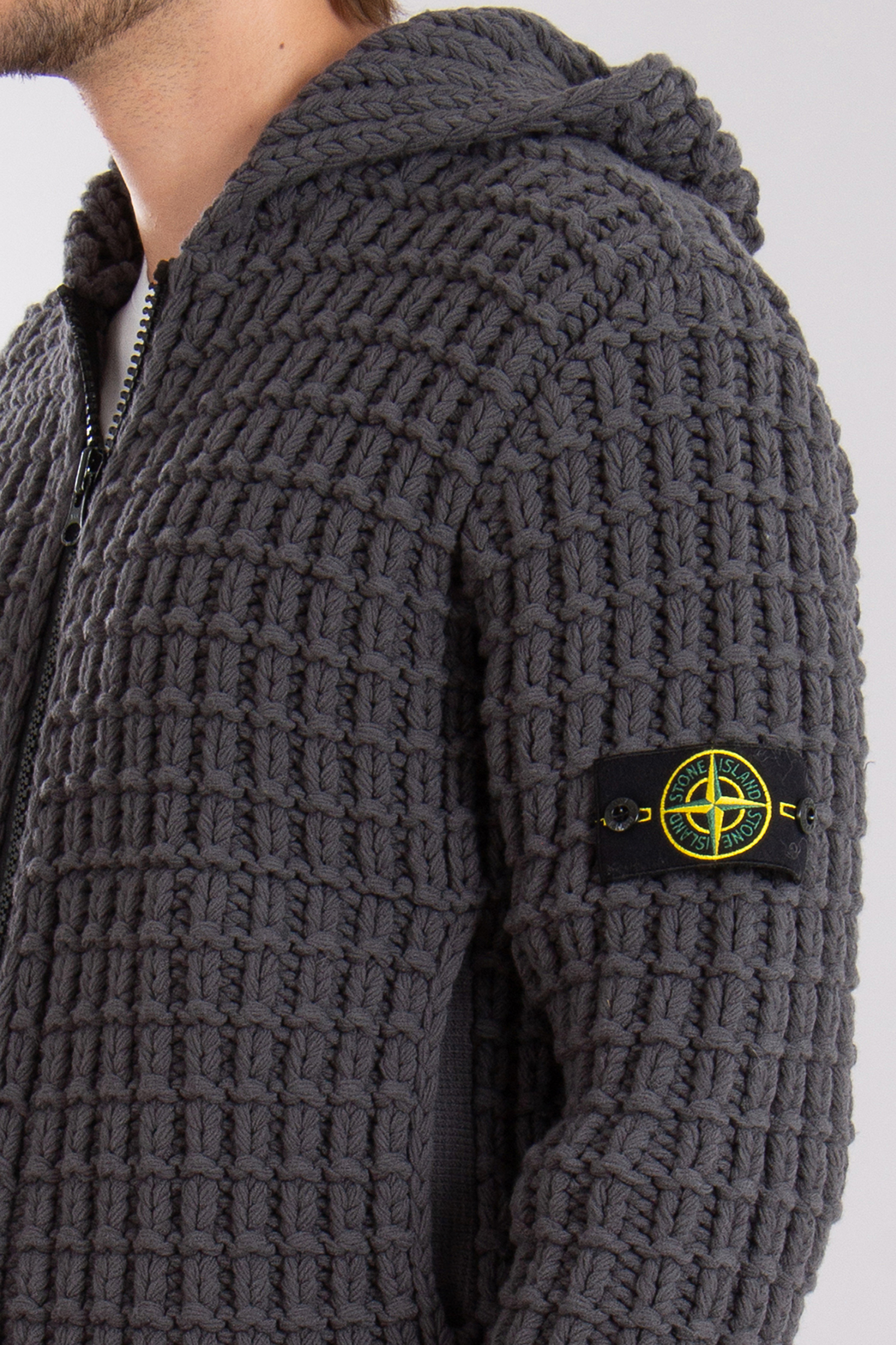 STONE ISLAND Basket Stitch Wool Blend Cardigan