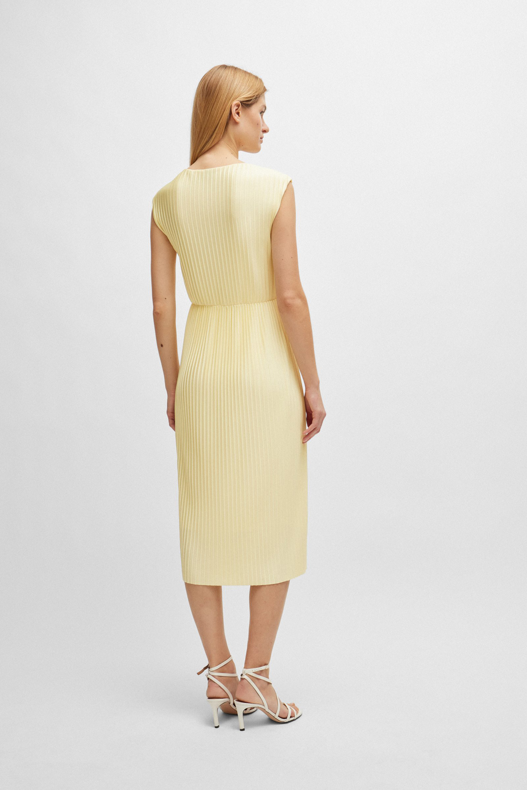 BOSS Pleated Recycled Polyester Stretch Dress Exoa