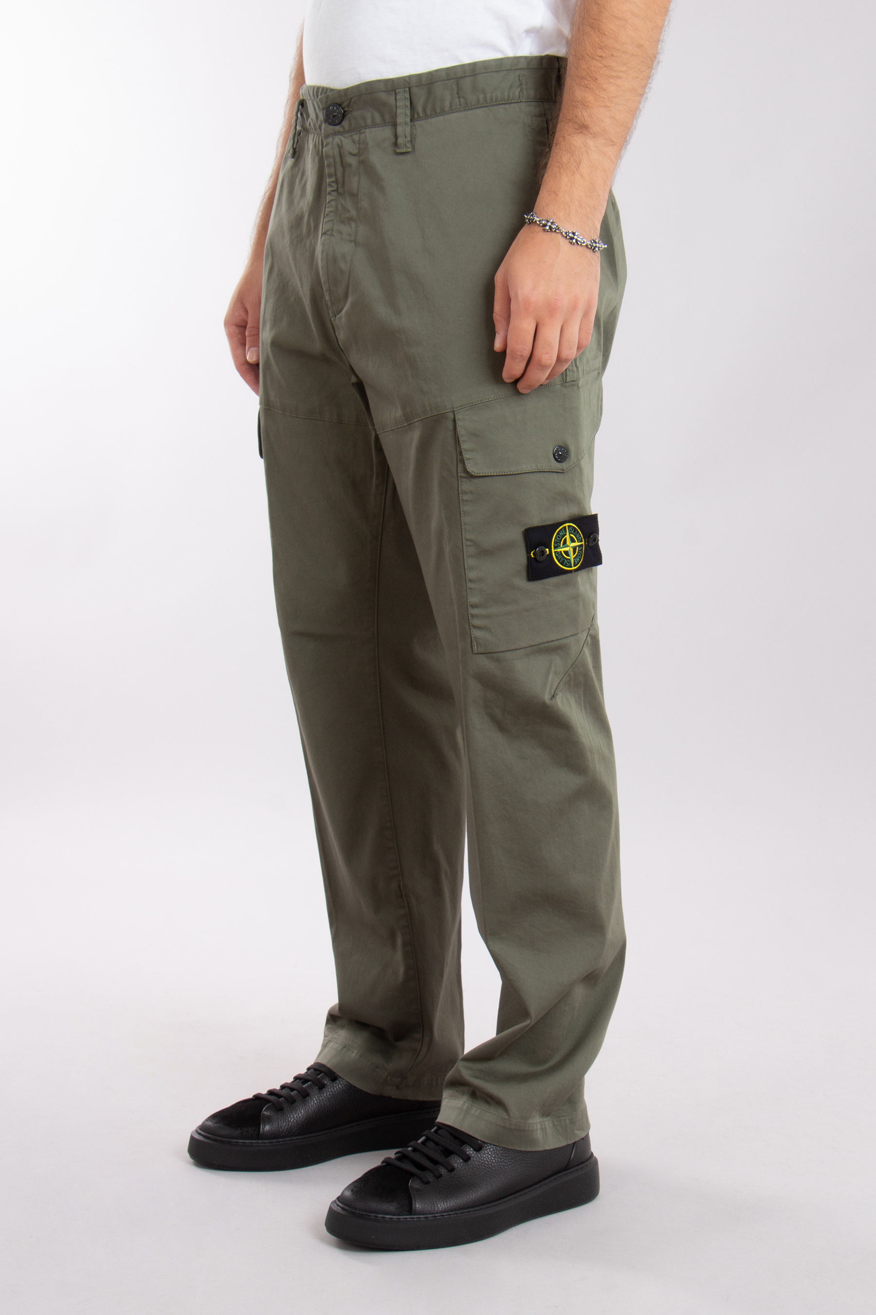 STONE ISLAND Organic Cotton Satin Stretch Cargo Pants