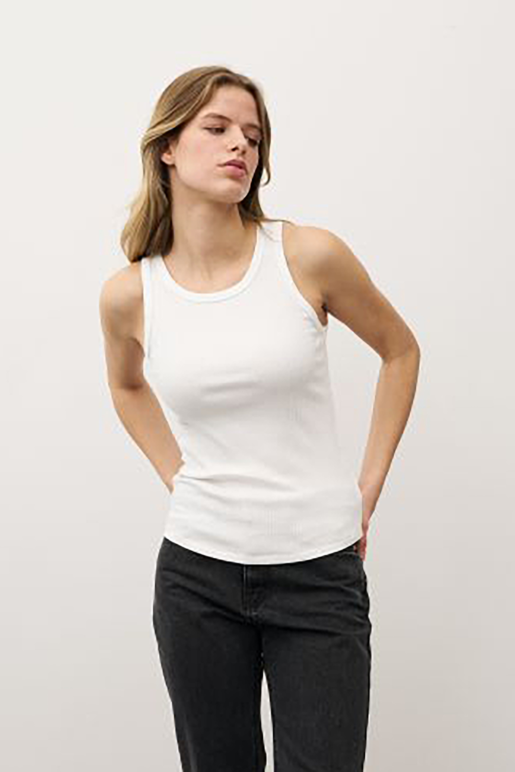 0039 ITALY Slim Fit Ribbed Stretch Cotton Jersey Tank Top Ella