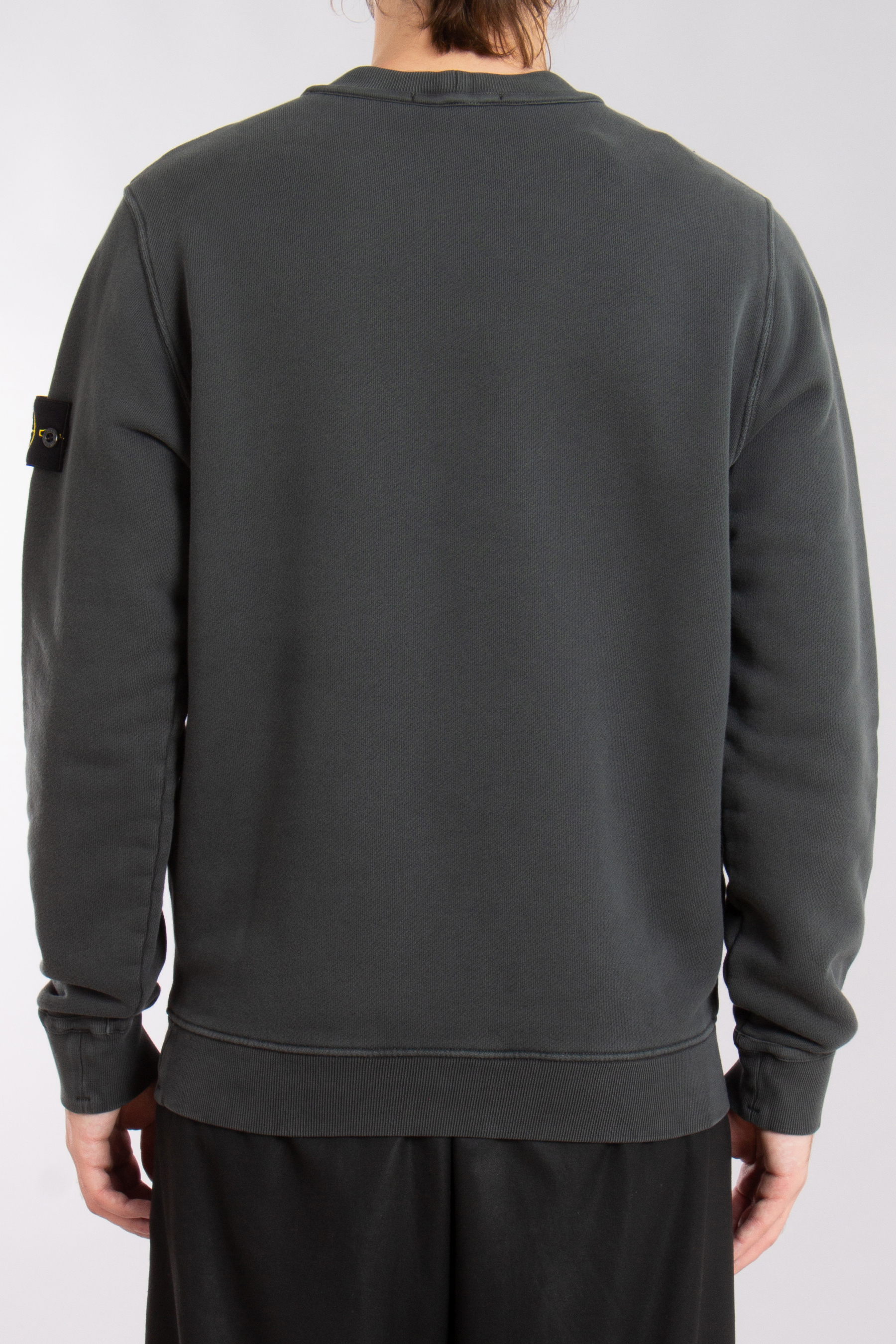 STONE ISLAND 'Old' Effect Organic Cotton Diagonal Fleece Sweatshirt