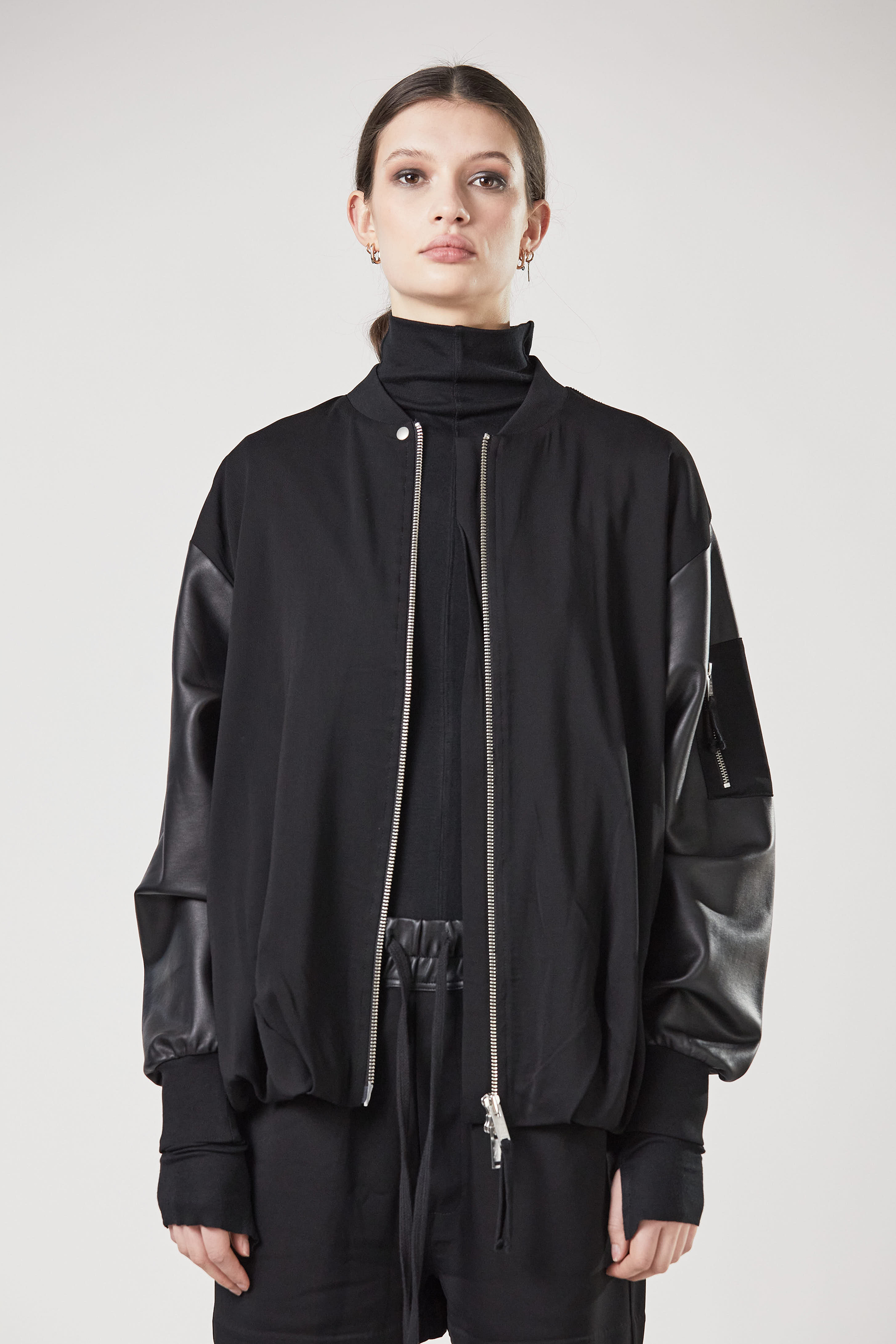 THOM KROM Long Matmix Bomber jacket