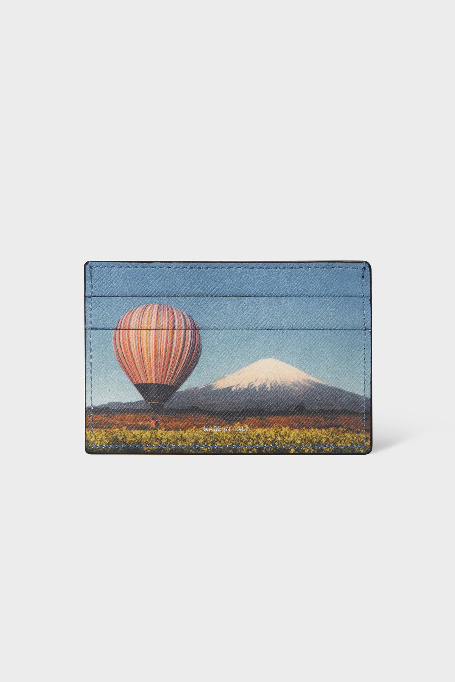 PAUL SMITH 'Signature Stripe Balloon Mount Fuji' Print Leather Card Holder