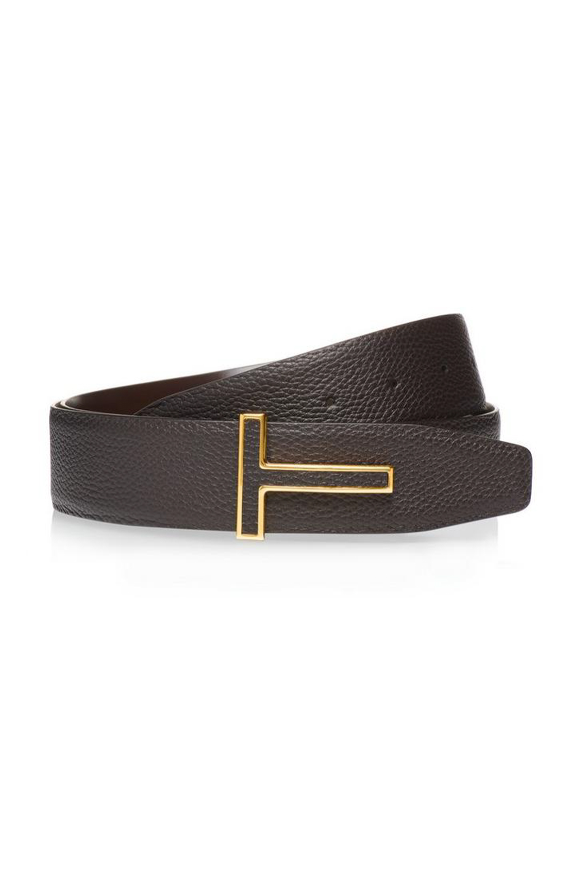 TOM FORD Reversible Grained Leather Logo Belt