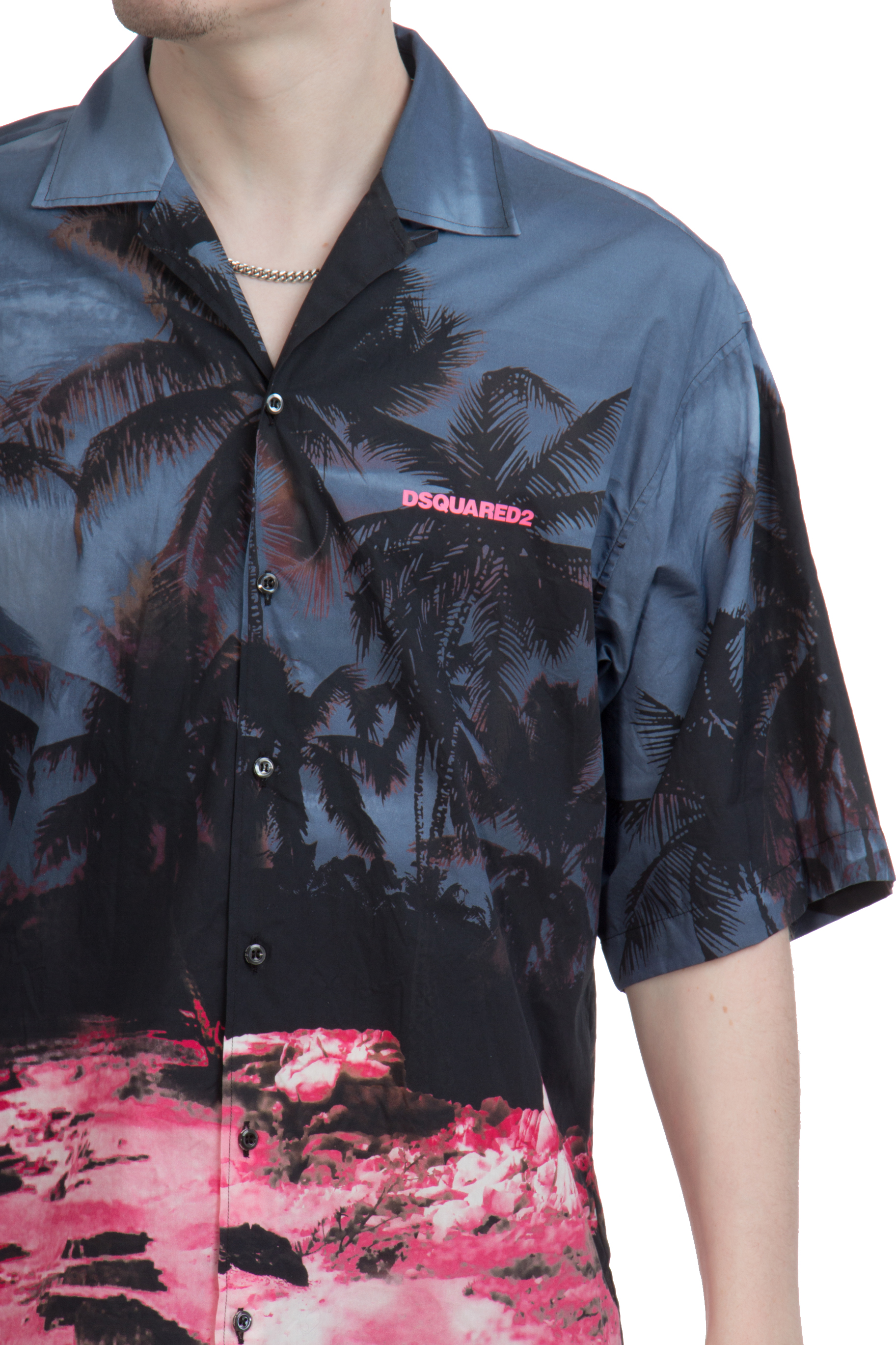 DSQUARED2 Sunrise Print Cotton Bowling Shirt 