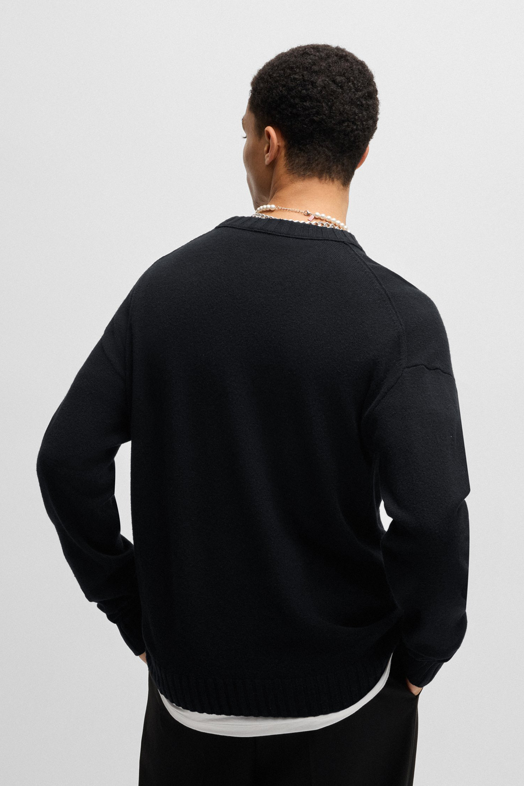 HUGO Stack Logo Virgin Wool Blend Sweater San Cassio-L