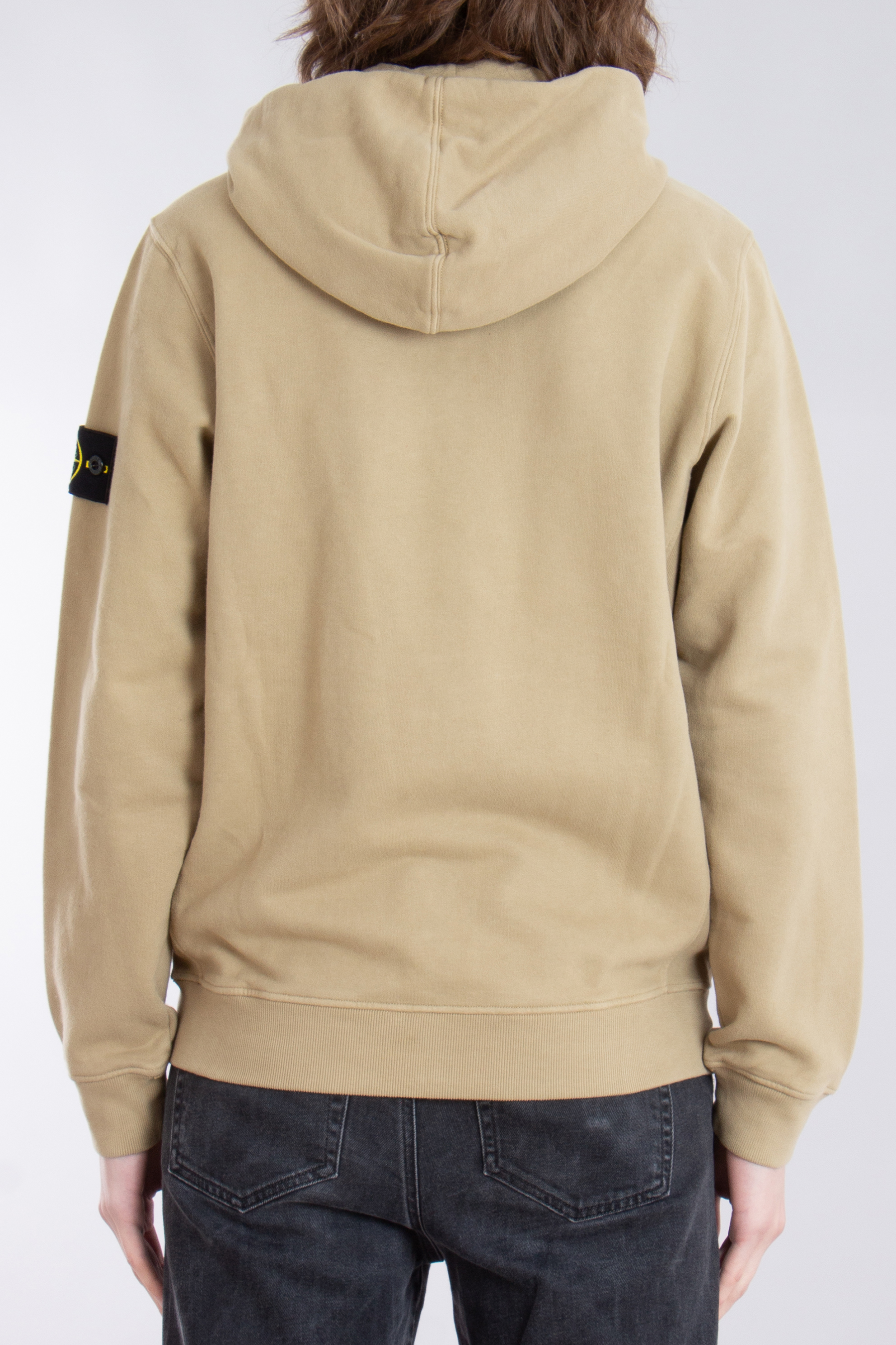 STONE ISLAND Brushed Organic Cotton Fleece Hooded Zip Up Sweatshirt