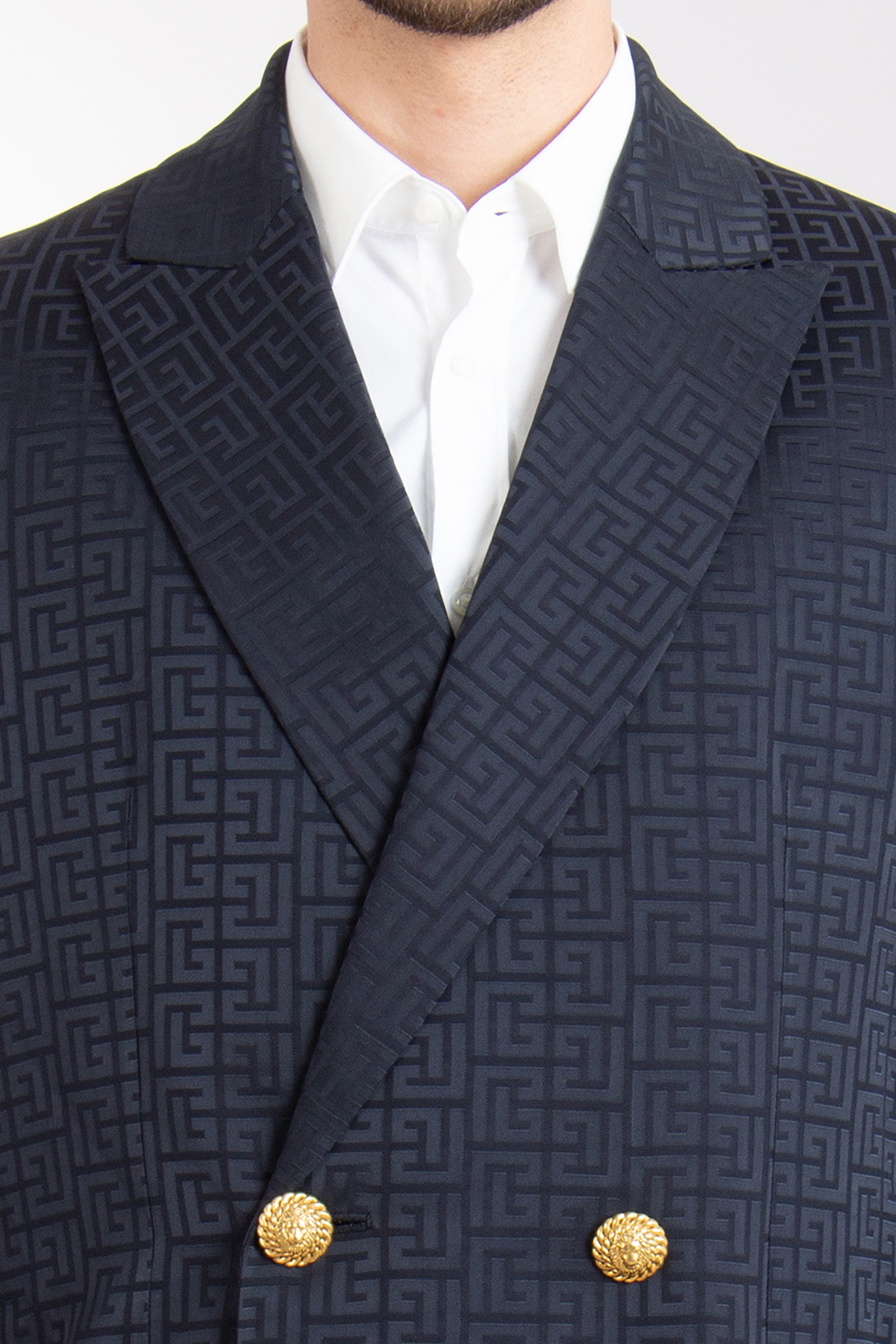 BALMAIN Monogrammed Satin Jacquard Blazer