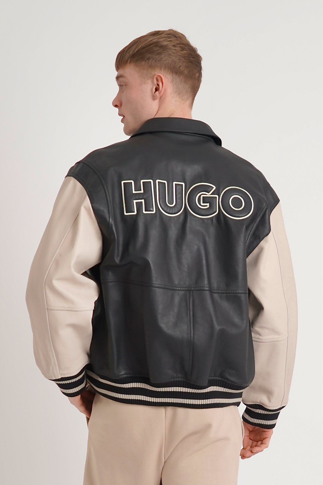 HUGO Leather College Jacket Lugos