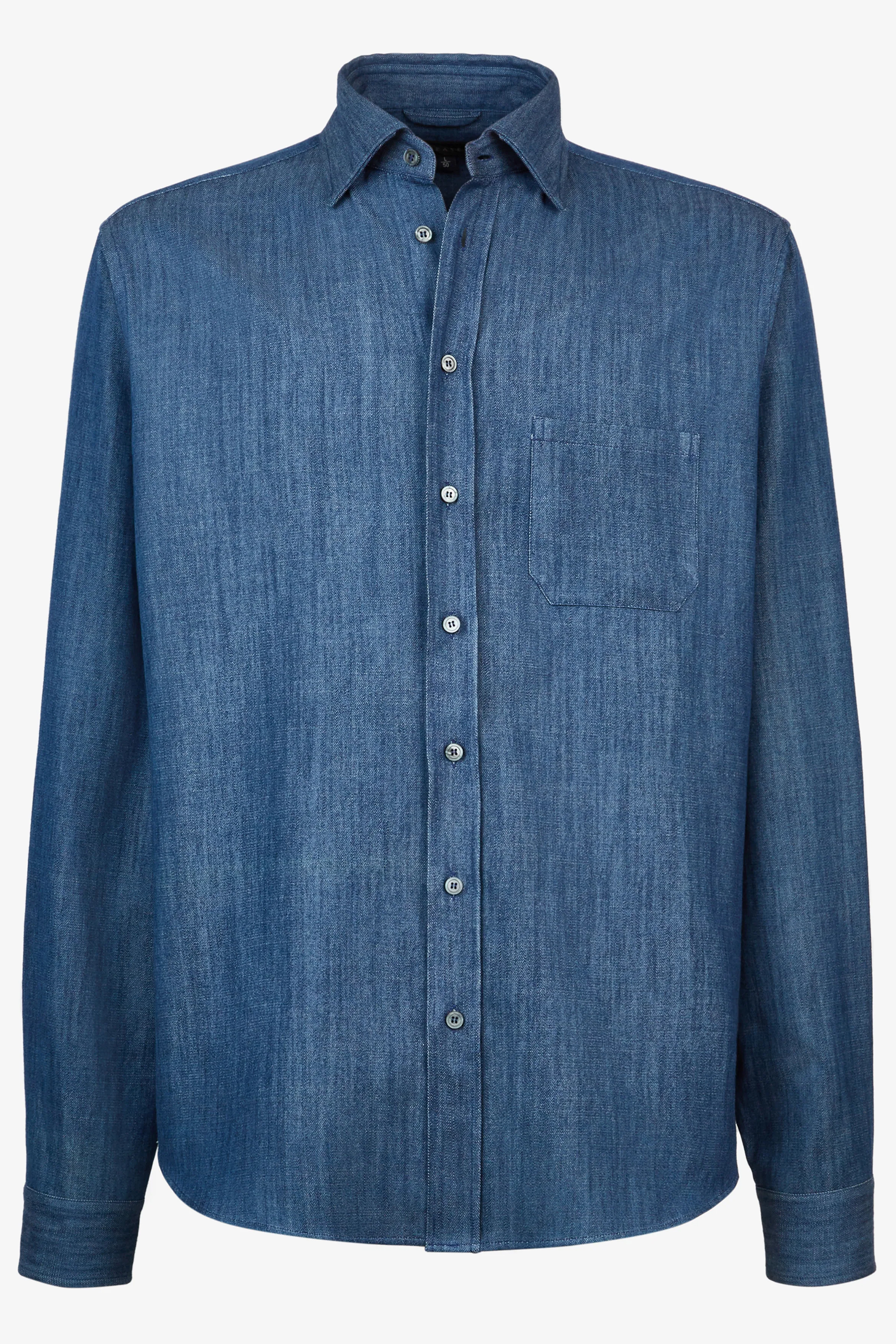 SEASE Cotton Denim Button-Down Shirt