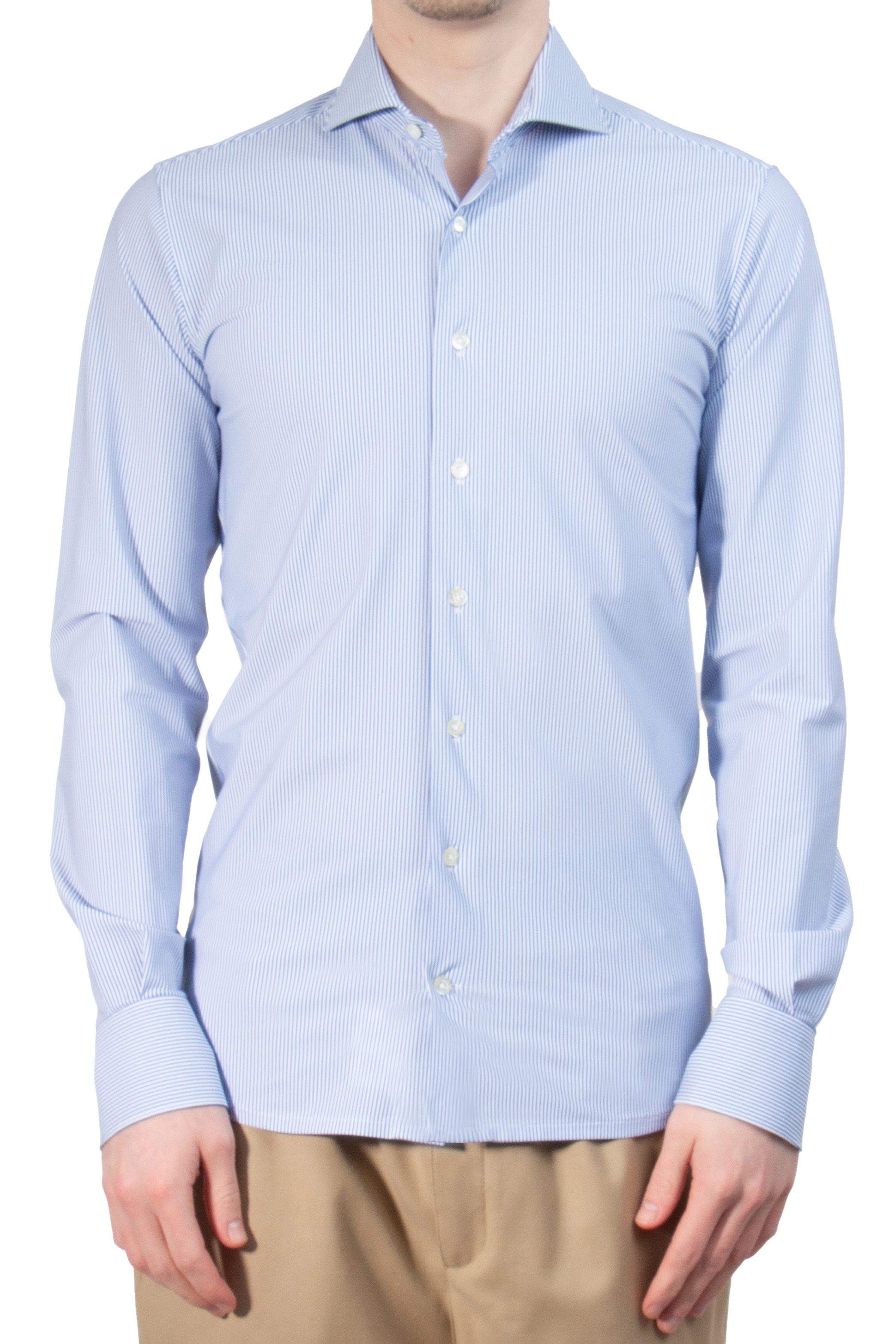 DU4 Slim Fit Striped Nylon Stretch Shirt Jasin