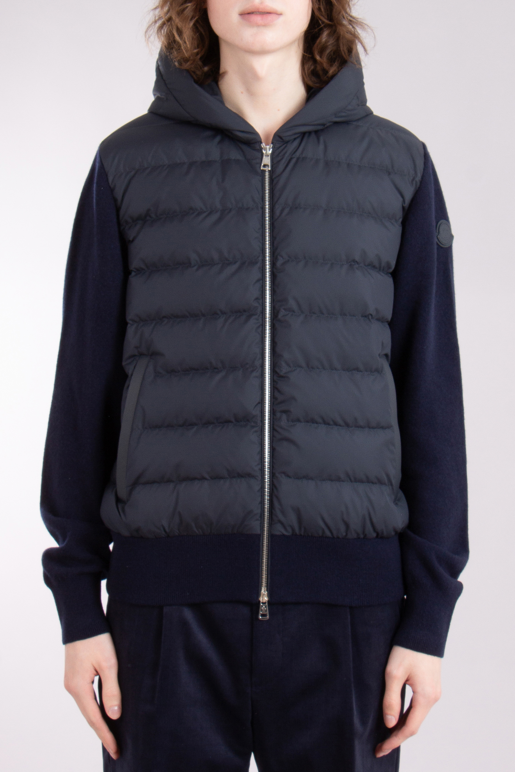 MONCLER Hooded Down Padded Virgin Wool-Cashmere Blend Cardigan