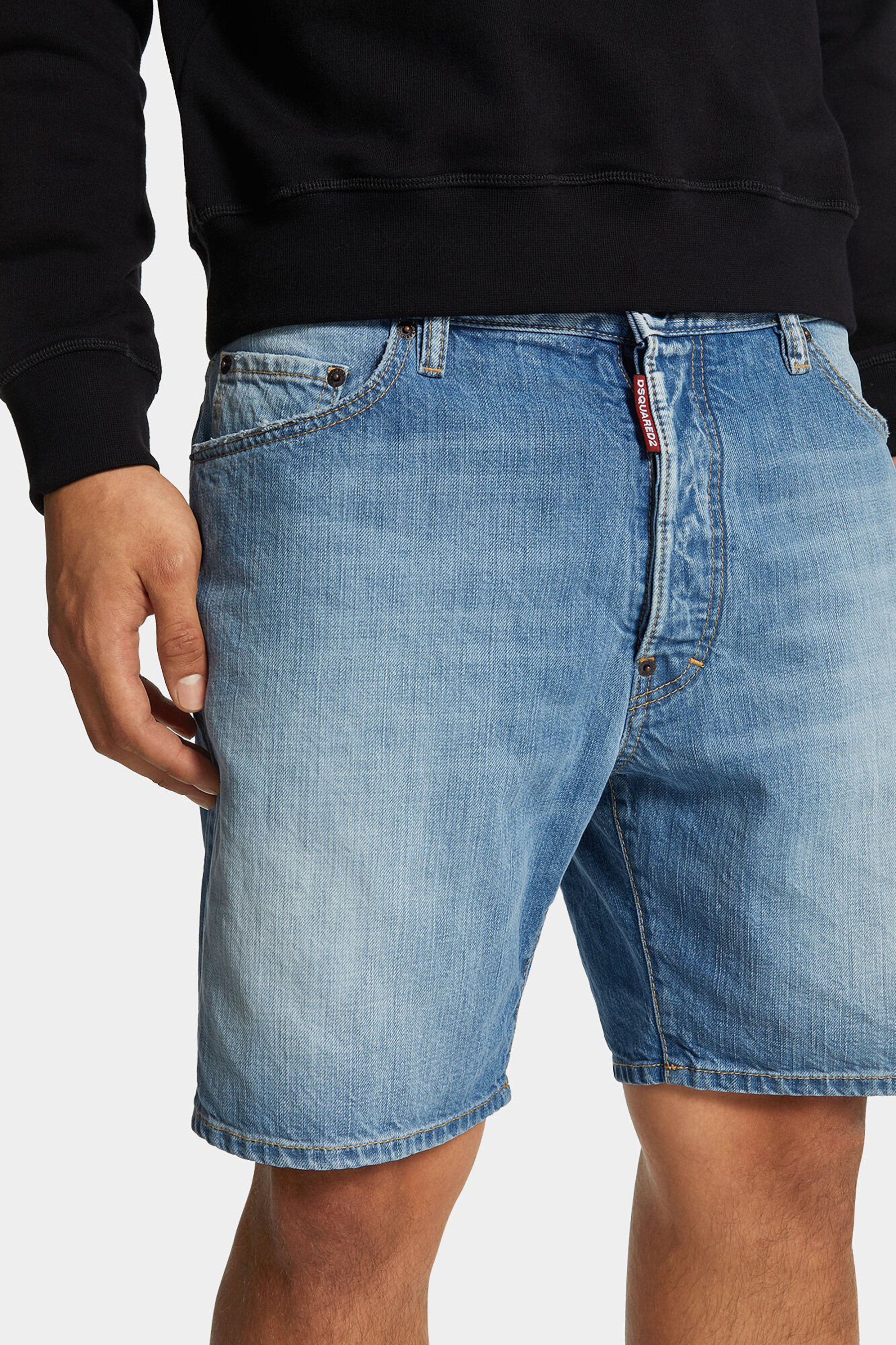 DSQUARED2 Light Clean Wash Cotton Denim Marine Shorts