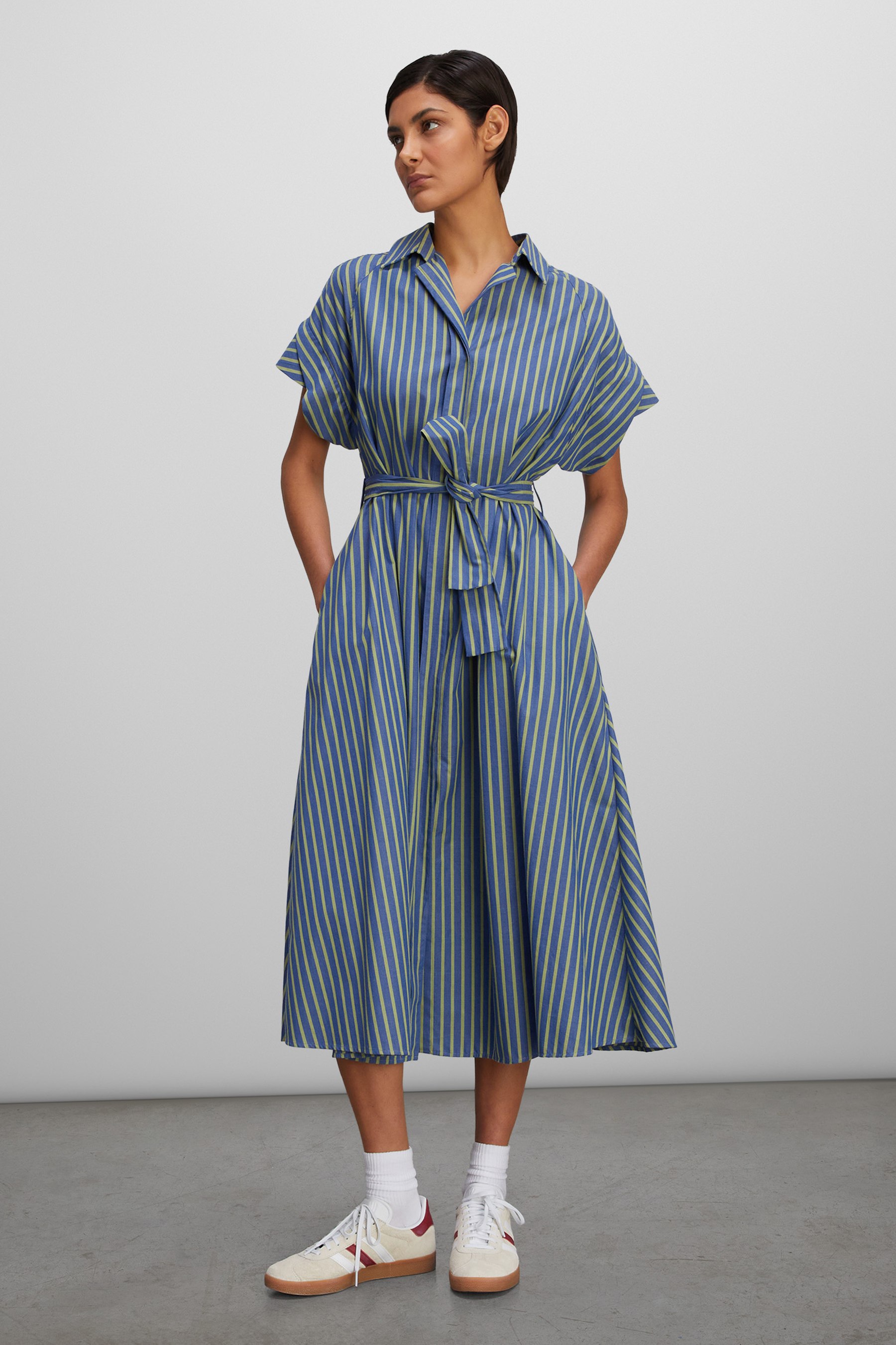 ASPESI Striped Cotton Canvas Dress