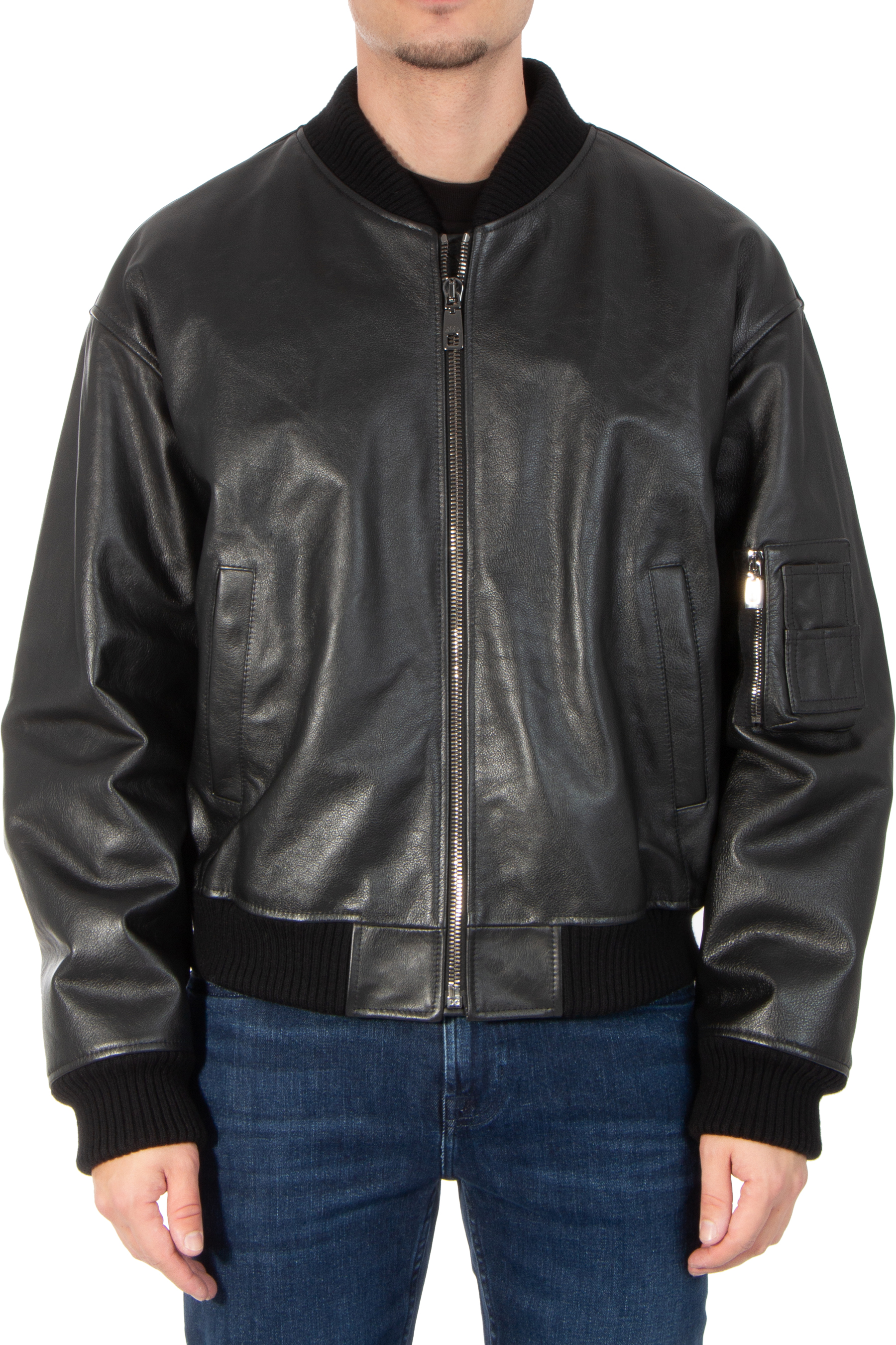 DOLCE & GABBANA Padded Bull Leather Jacket