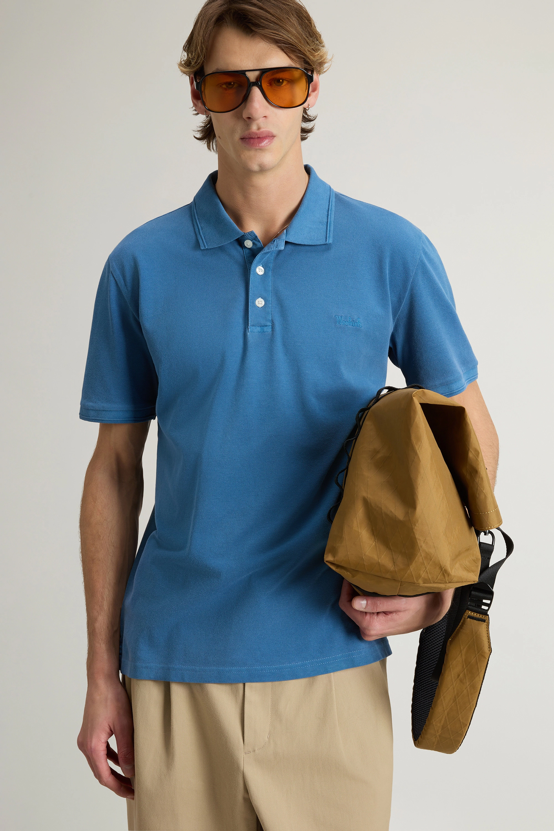 WOOLRICH Slim Fit Stretch Cotton Piqué Polo Shirt Mackinack