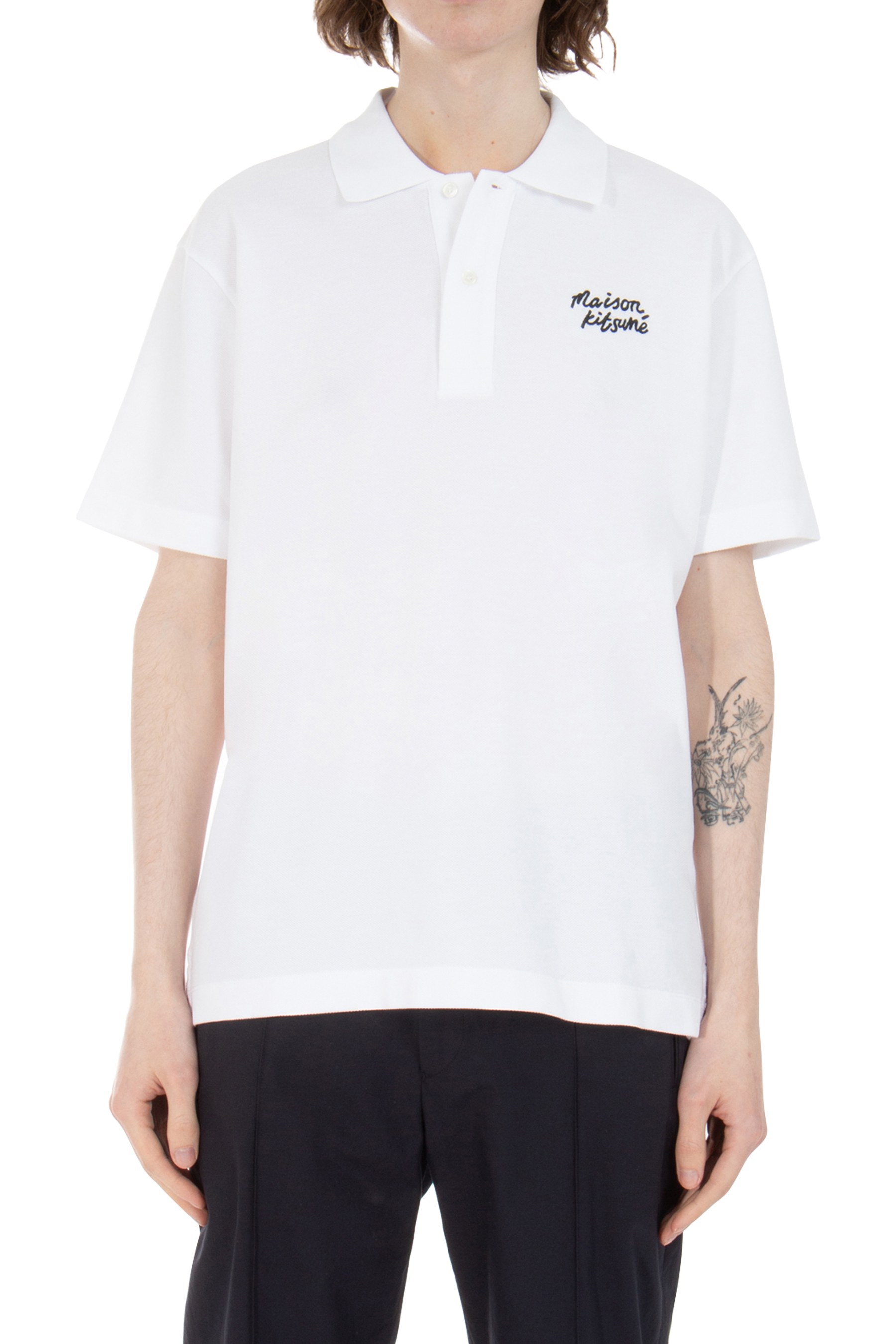 MAISON KITSUNÉ Embroidered Cotton Piqué Polo Shirt