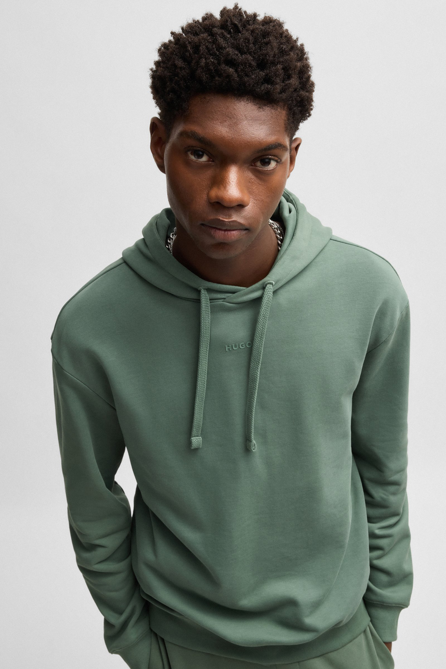 HUGO Relaxed Fit Printed Cotton Terry Hoodie Dapo