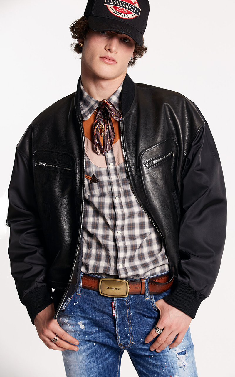 DSQUARED2 Western Aviator Leather Jacket