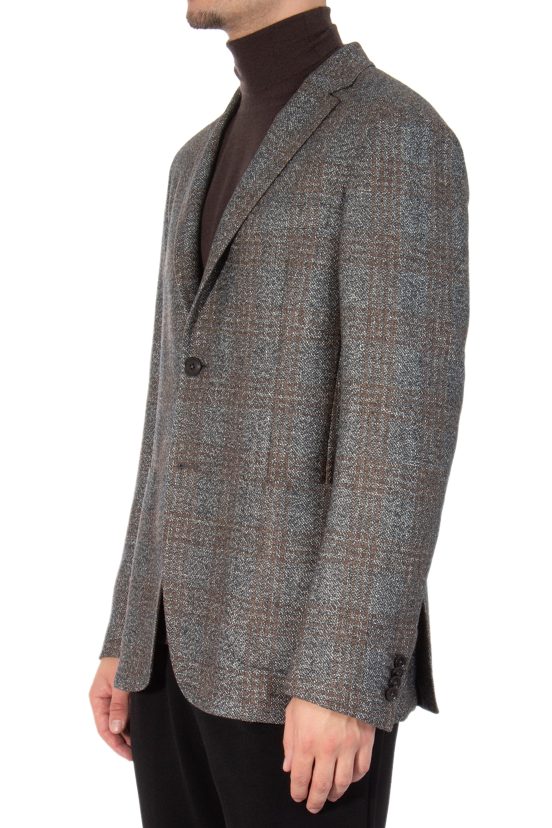 ZEGNA Checked Wool Linen & Cashmere Blend Jacket