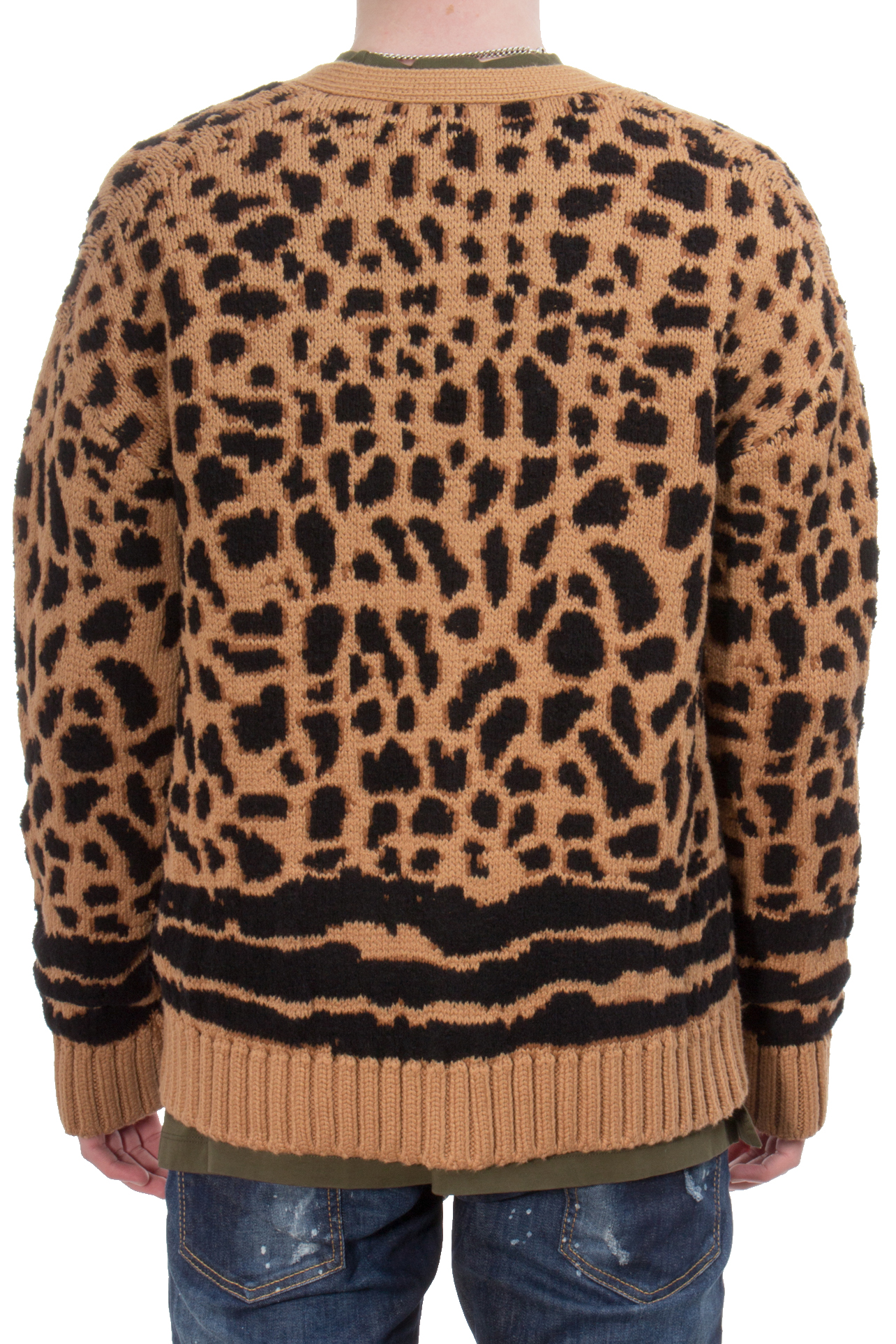 DSQUARED2 Leopard Wool Blend Cardigan