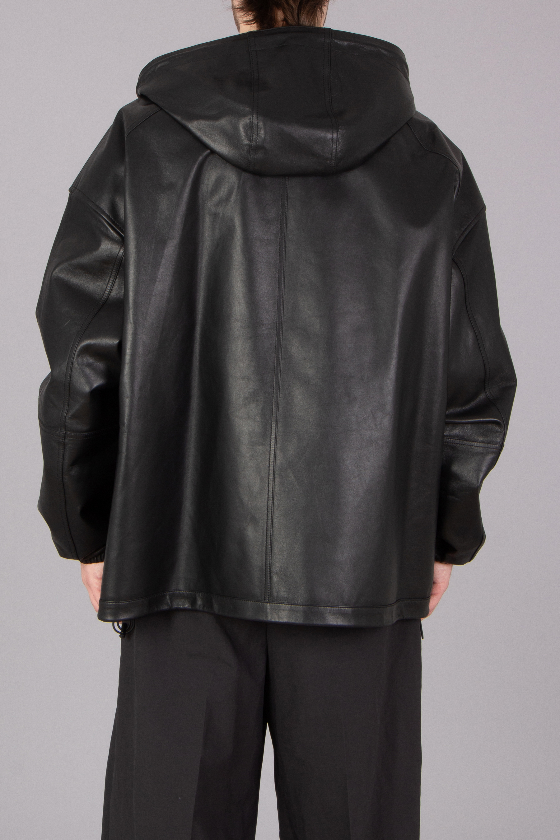 JUUN.J Oversized Sheep Leather Hooded Jacket