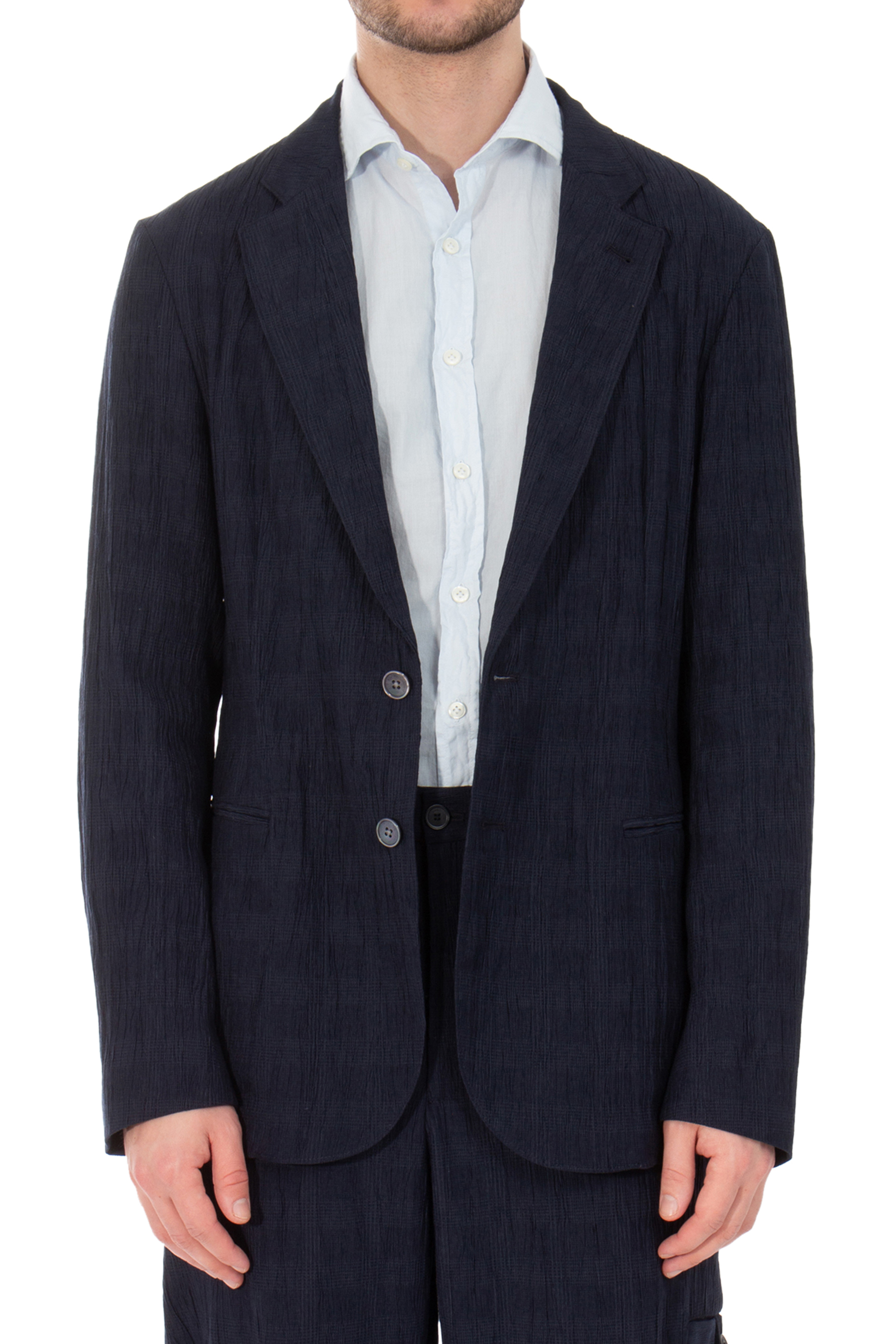 EMPORIO ARMANI Prince-Of-Wales Seersucker-Lyocell Blend Jacket