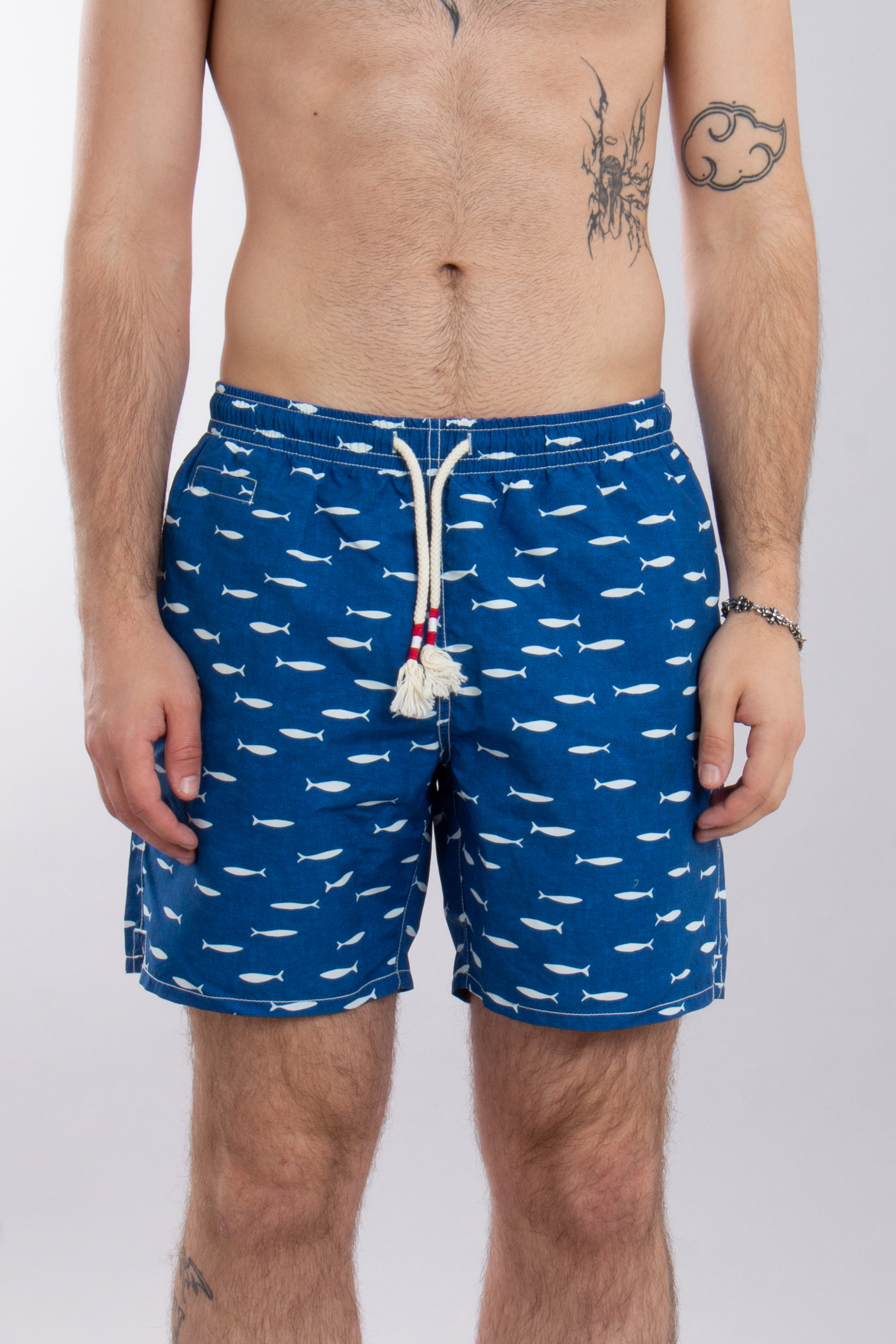 MC 2 SAINT BARTH Indigo Sardine Print Swim Shorts Caprese 