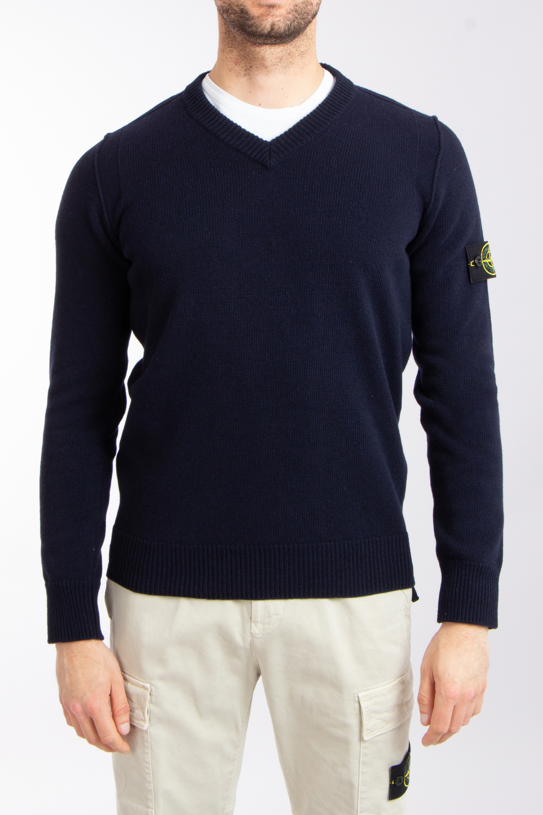 STONE ISLAND V-Neck Wool Blend Sweater